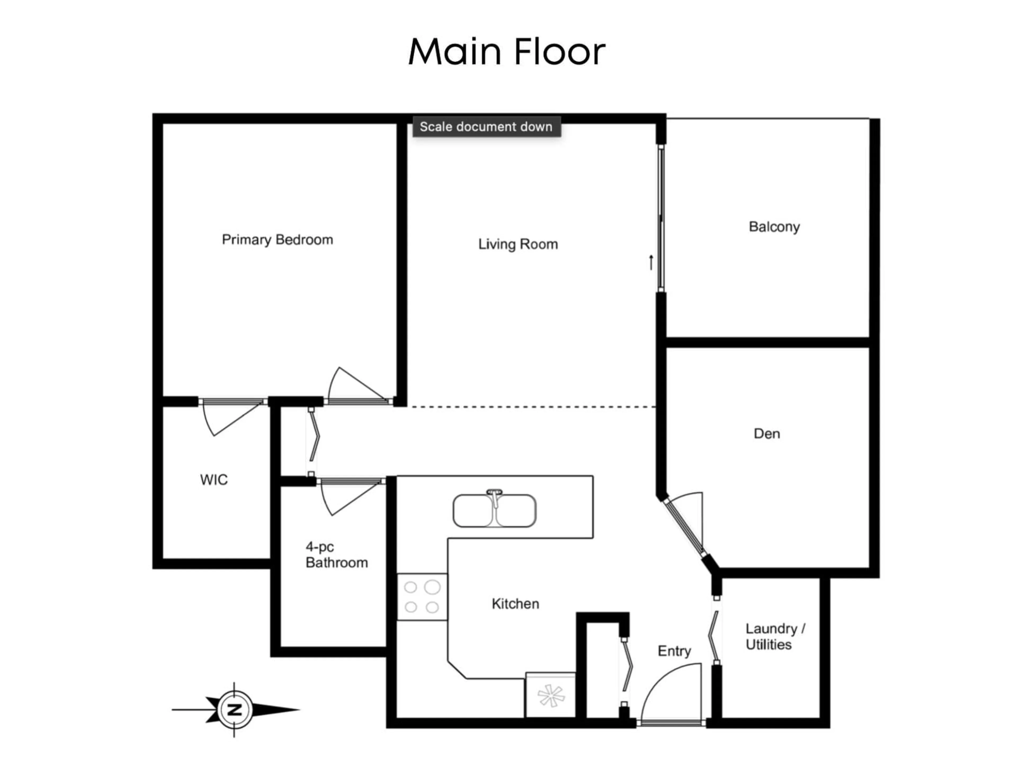 Floor plan for 505 - 10055 118 ST, Edmonton Alberta T5K0C1