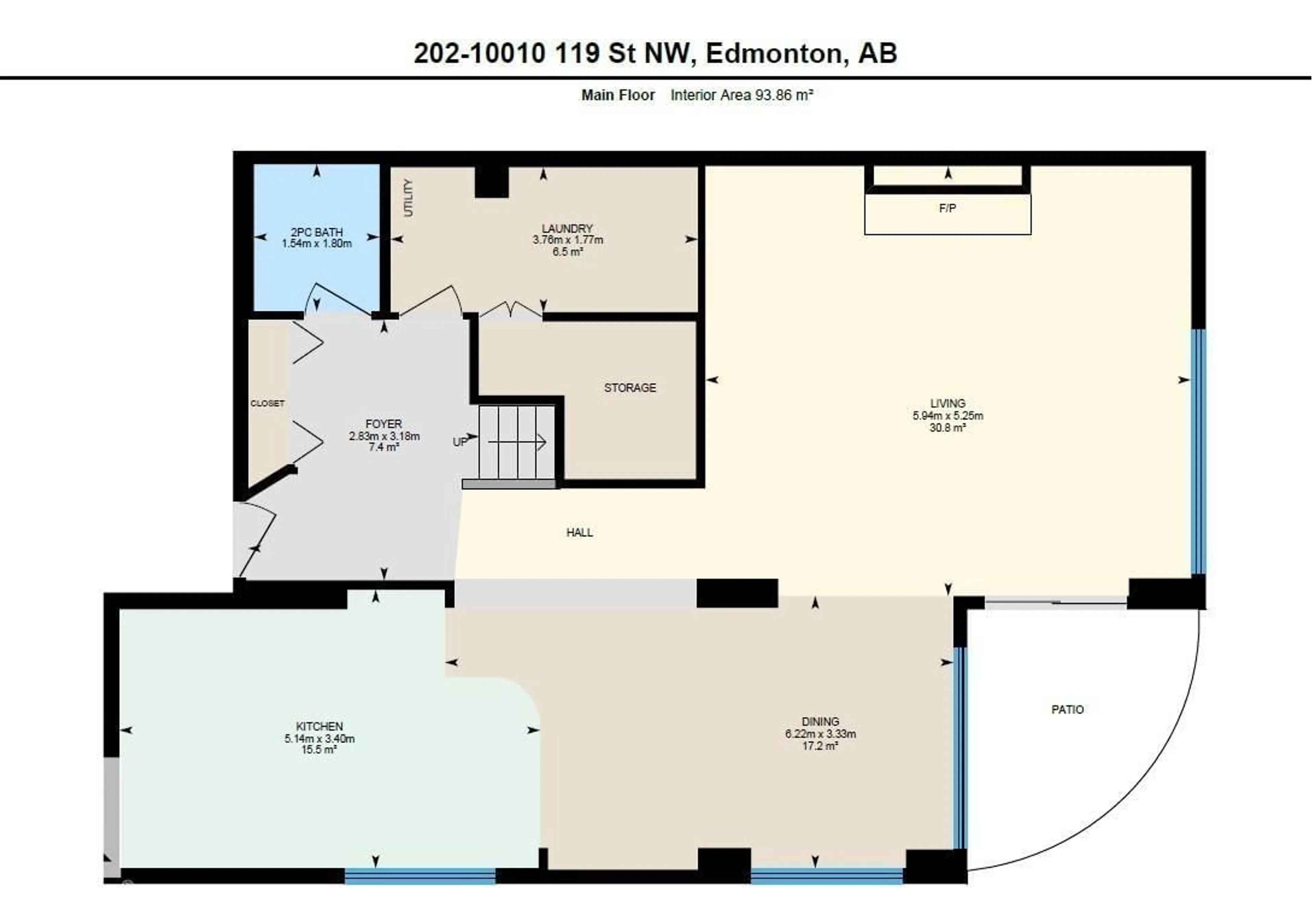 Floor plan for 202 - 10010 119 ST, Edmonton Alberta T5K1Y8
