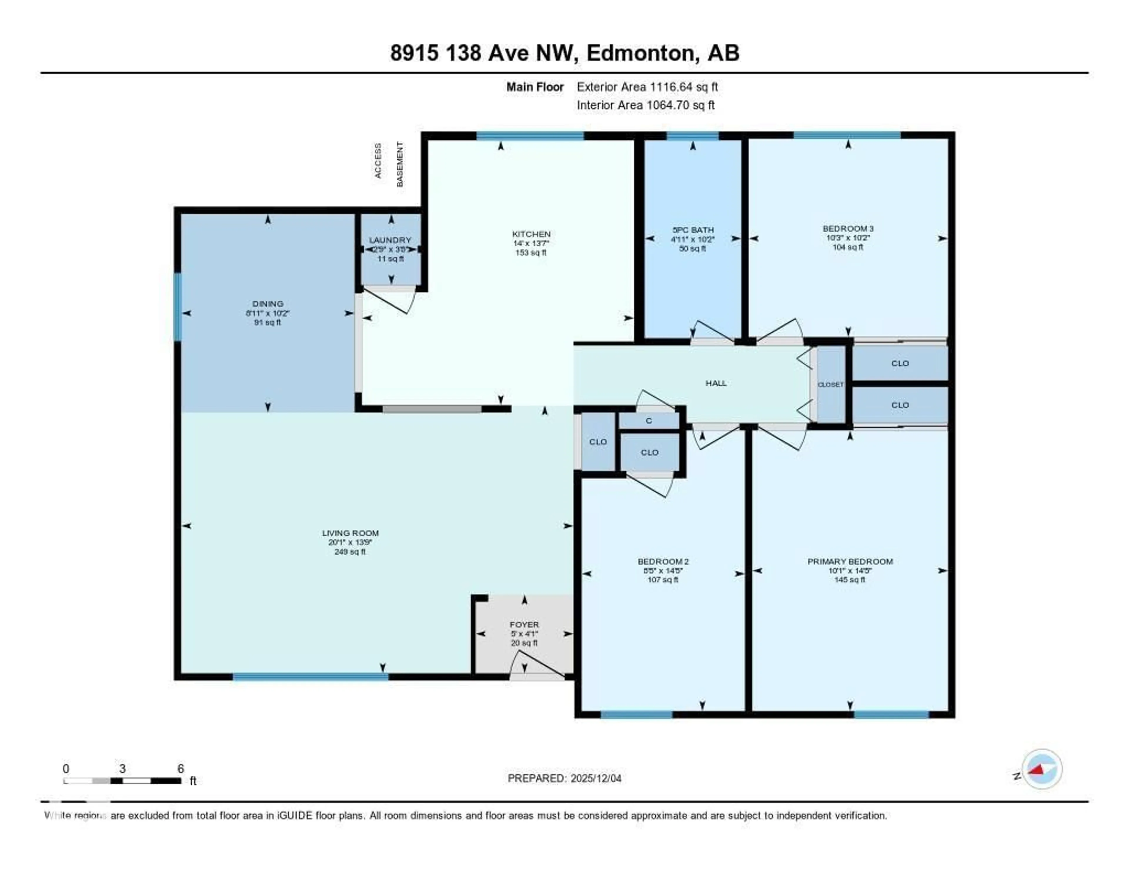Floor plan for 8915 138 AV, Edmonton Alberta T5E2A7