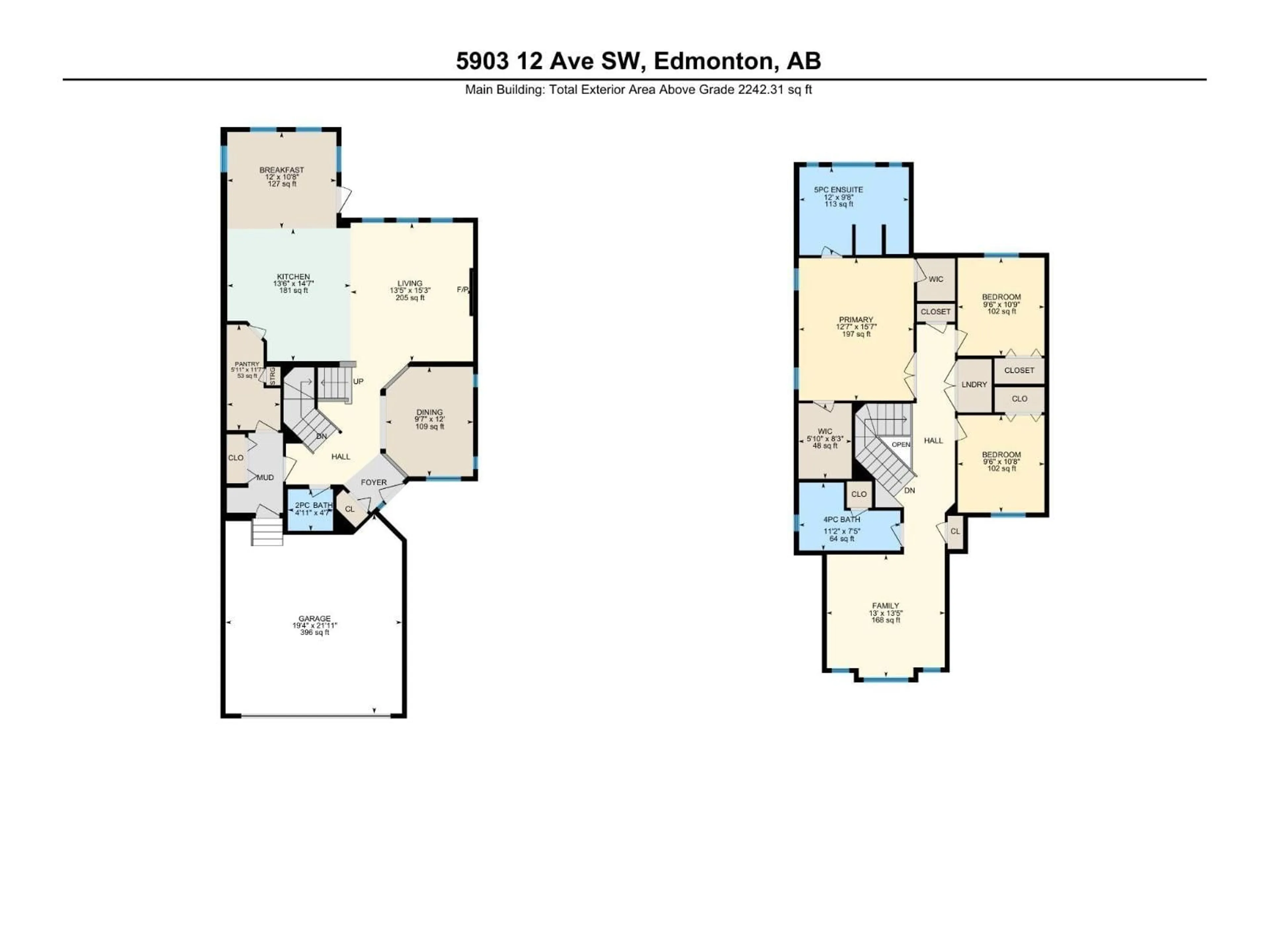 Floor plan for 5903 12 AV, Edmonton Alberta T6X0T2