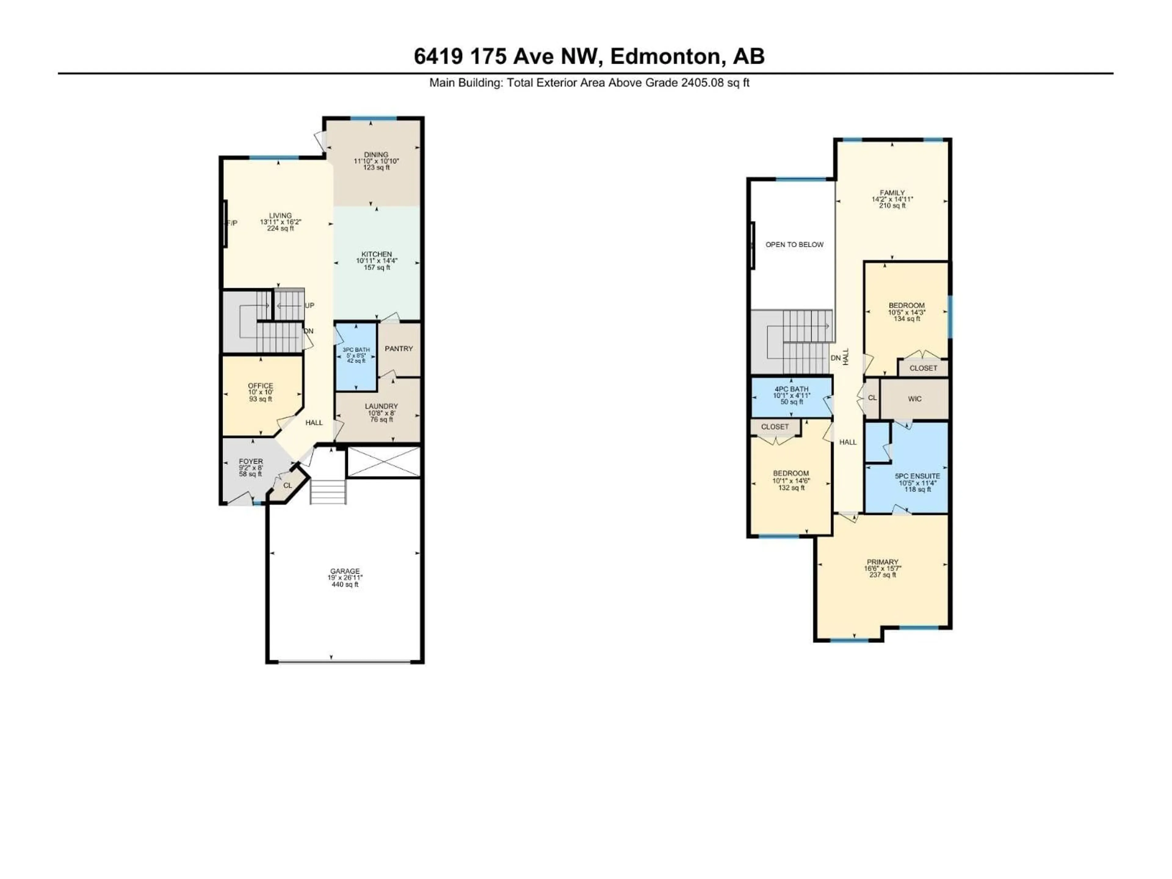 Floor plan for NW - 6419 175 AV, Edmonton Alberta T5Y4A8
