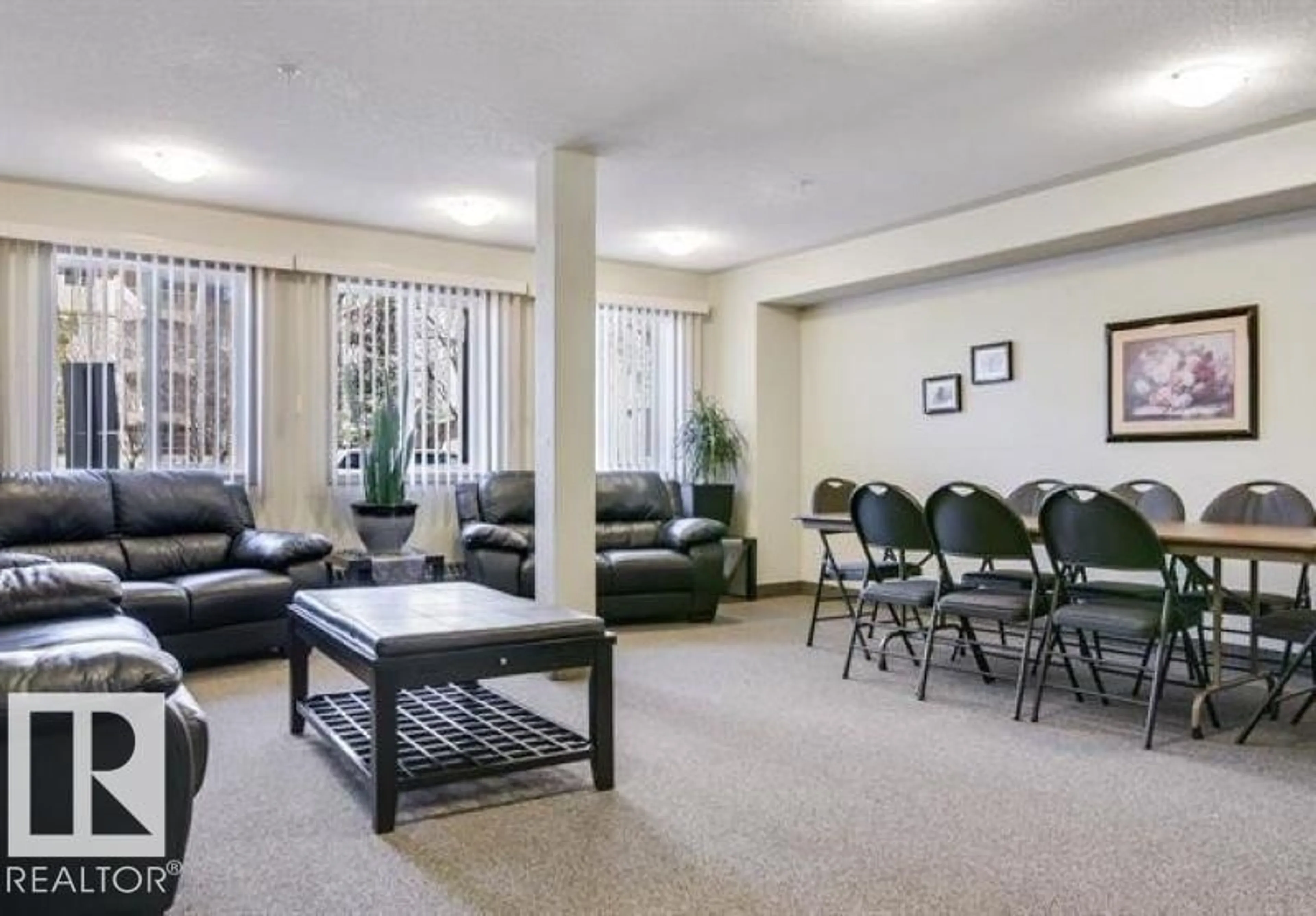 Living room with furniture, carpet floor for 216 - 12550 140 AV NW, Edmonton Alberta T5X6J4