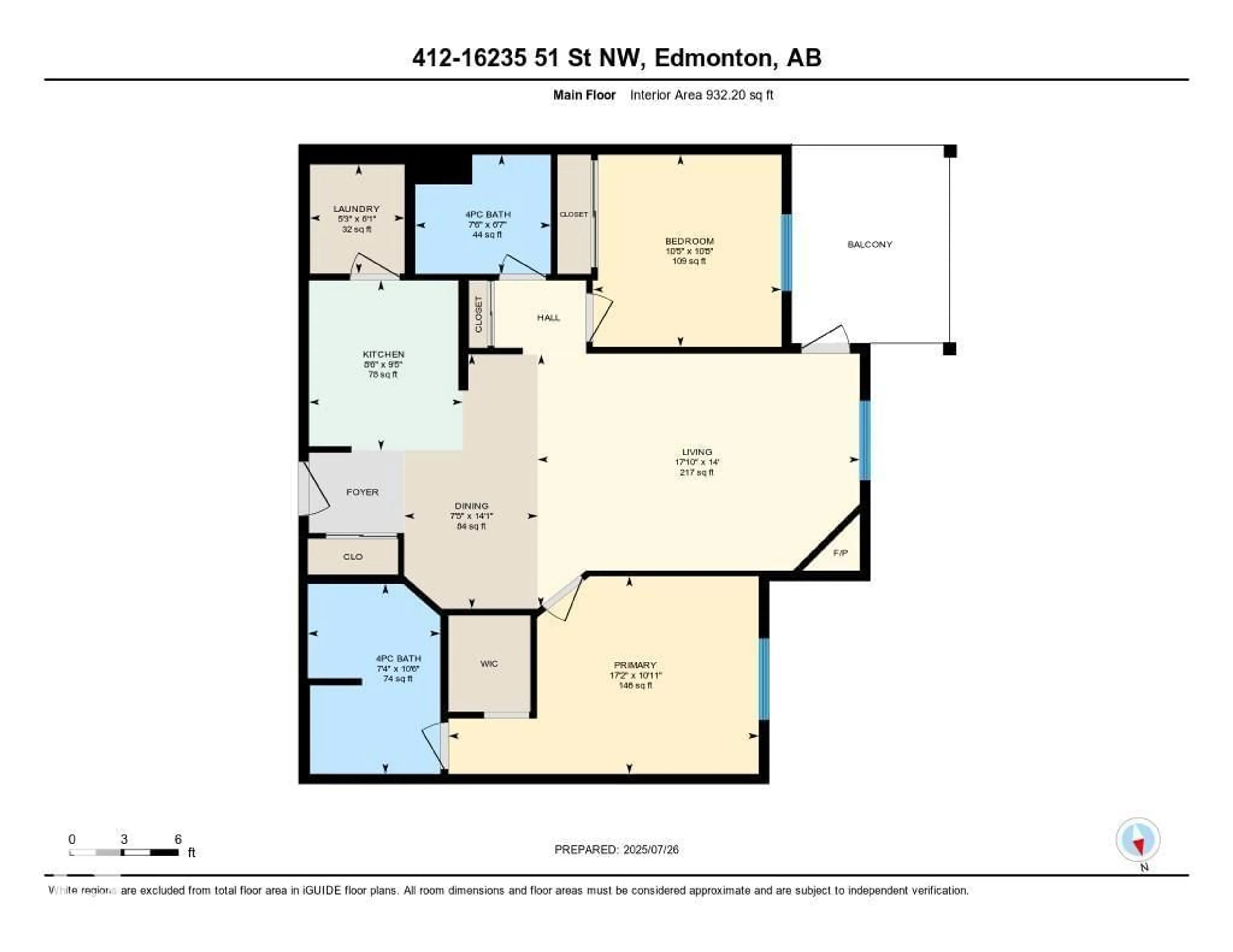 Floor plan for #412 - 16235 51 ST, Edmonton Alberta T5Y0V3