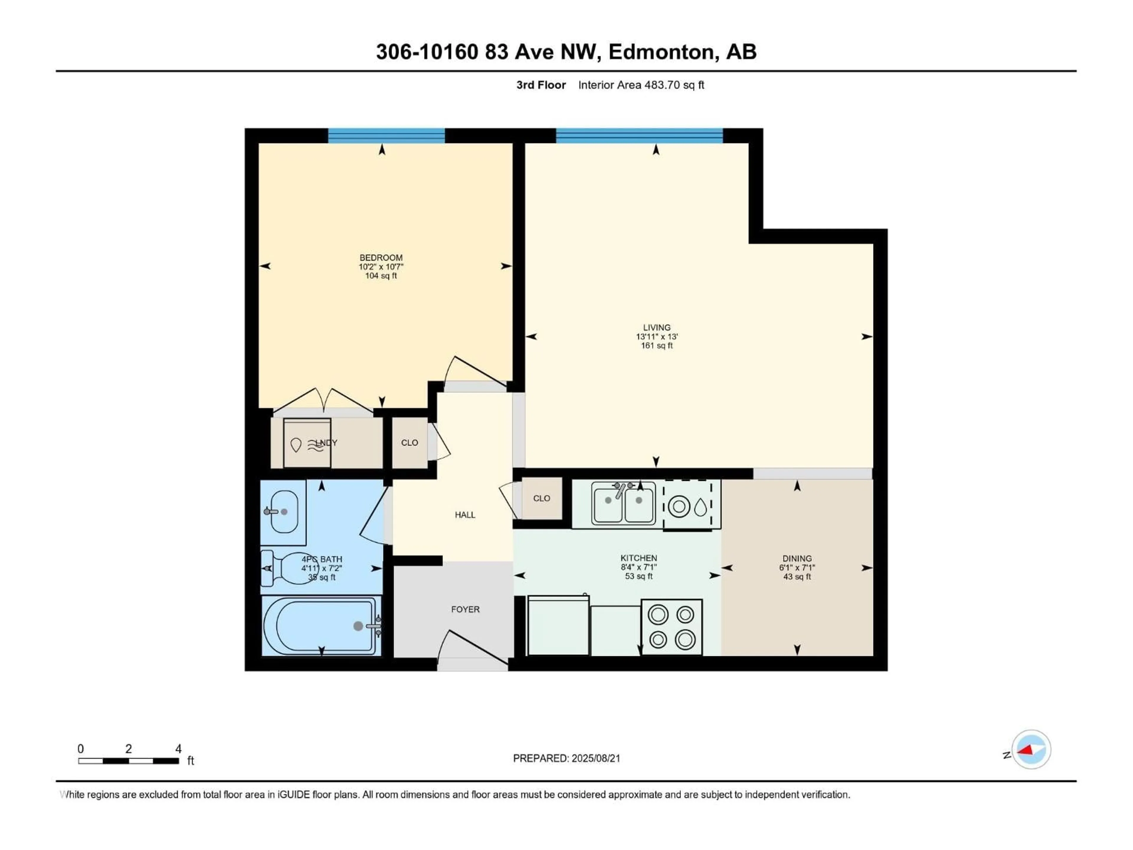 Floor plan for #306 - 10160 83 AV, Edmonton Alberta T6E2C4