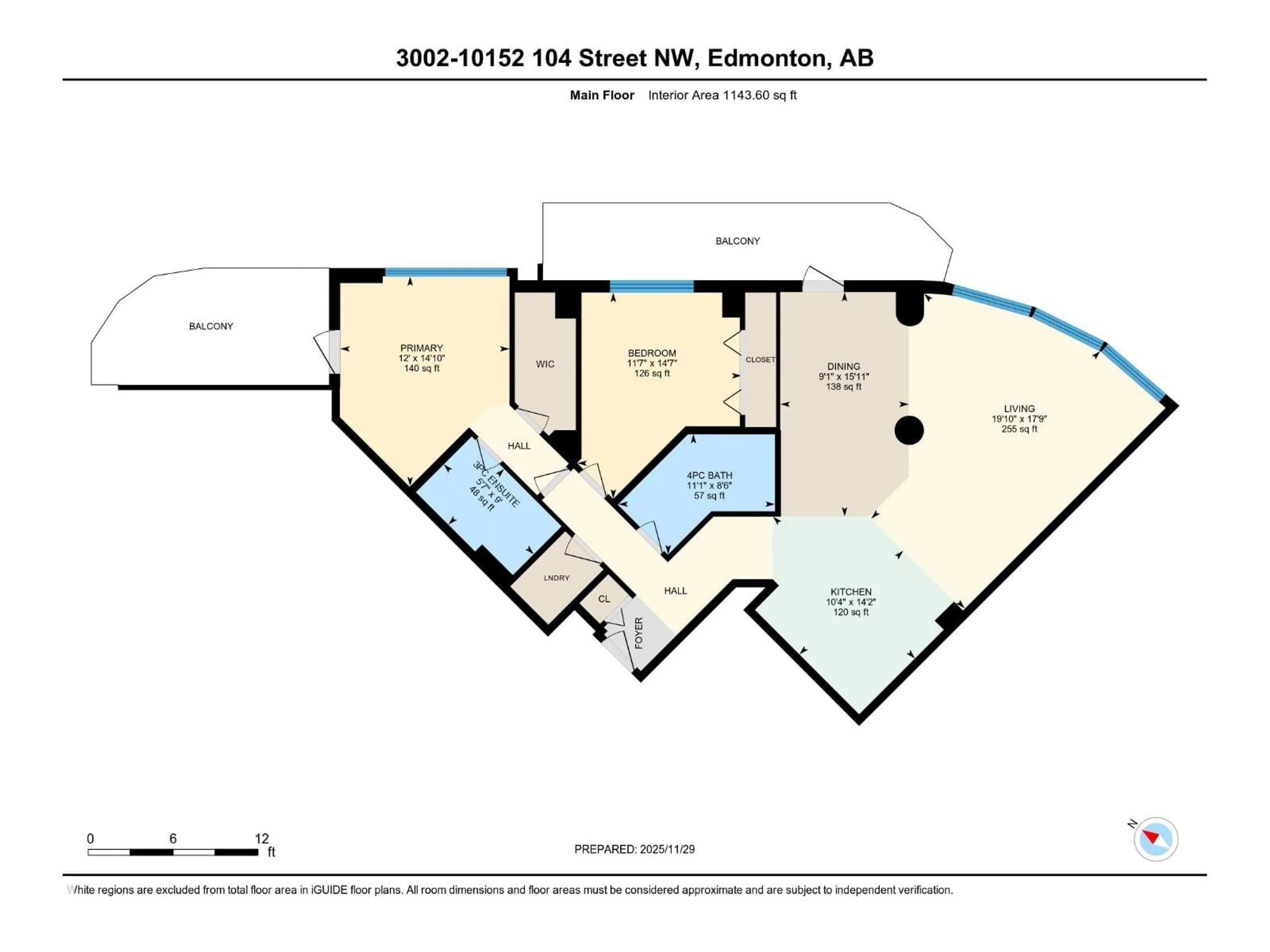 Floor plan for 3002 - 10152 104 ST NW, Edmonton Alberta T5J0B6