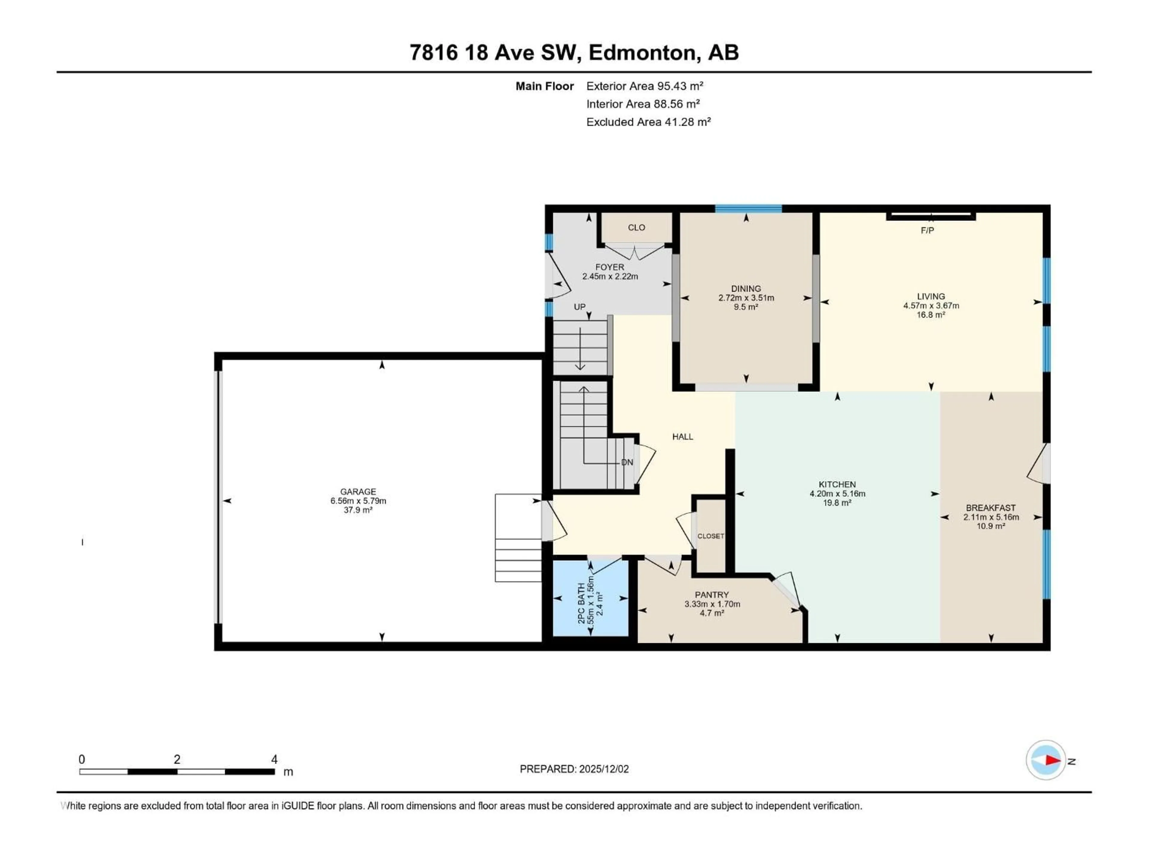 Floor plan for 7816 18 AV, Edmonton Alberta T6X0Z8