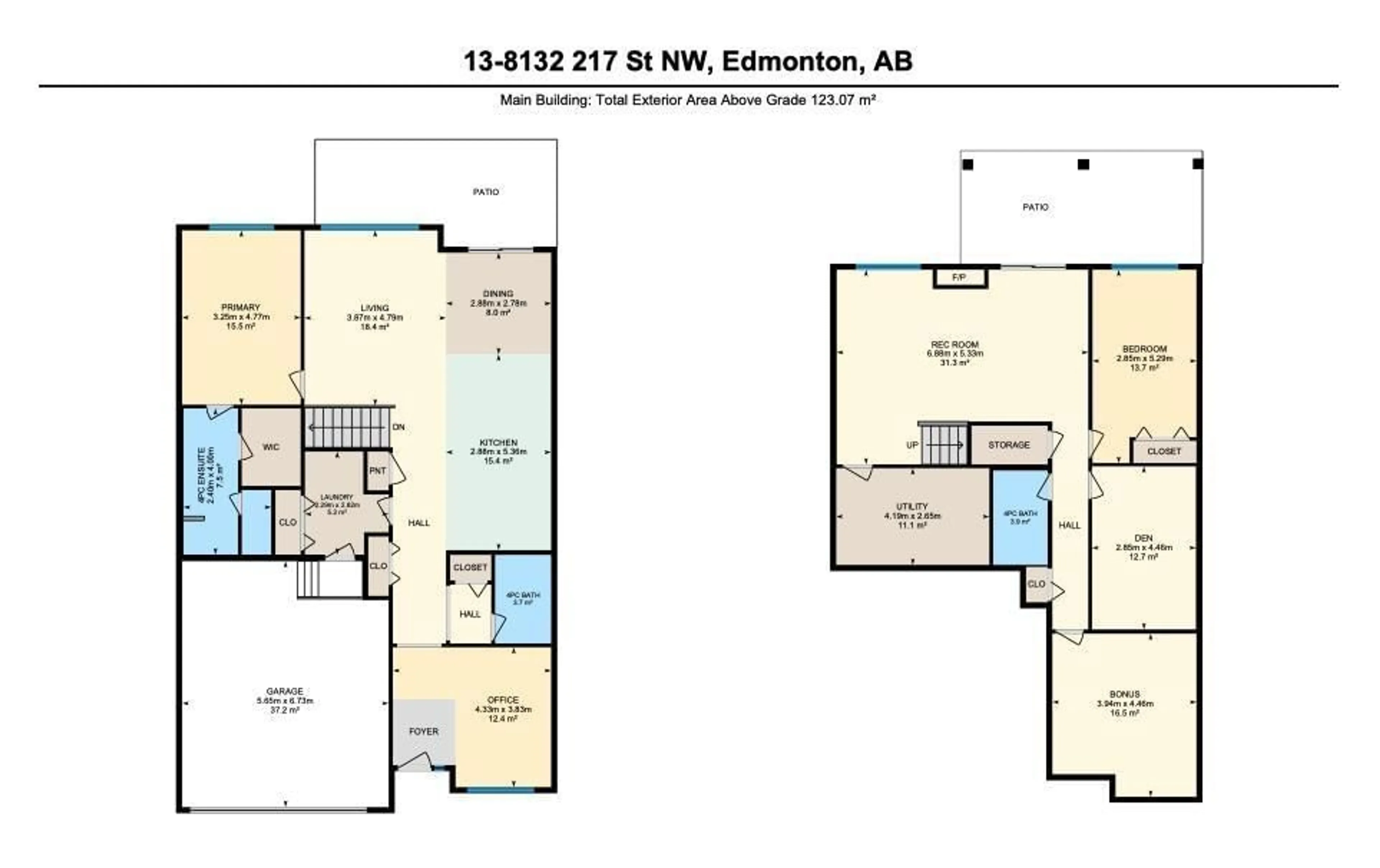 Floor plan for #13 - 8132 217 ST NW, Edmonton Alberta T5T4S1