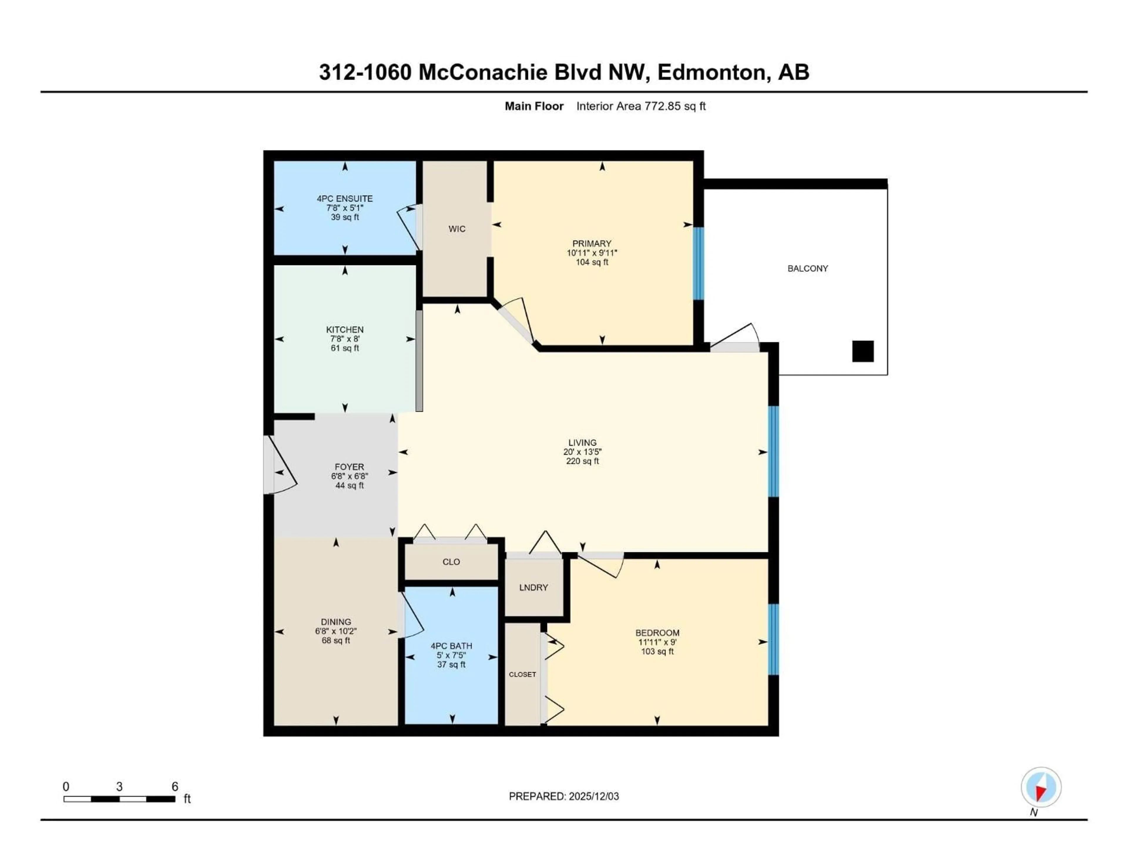 Floor plan for 312 - 1060 MCCONACHIE BV, Edmonton Alberta T5Y0W9