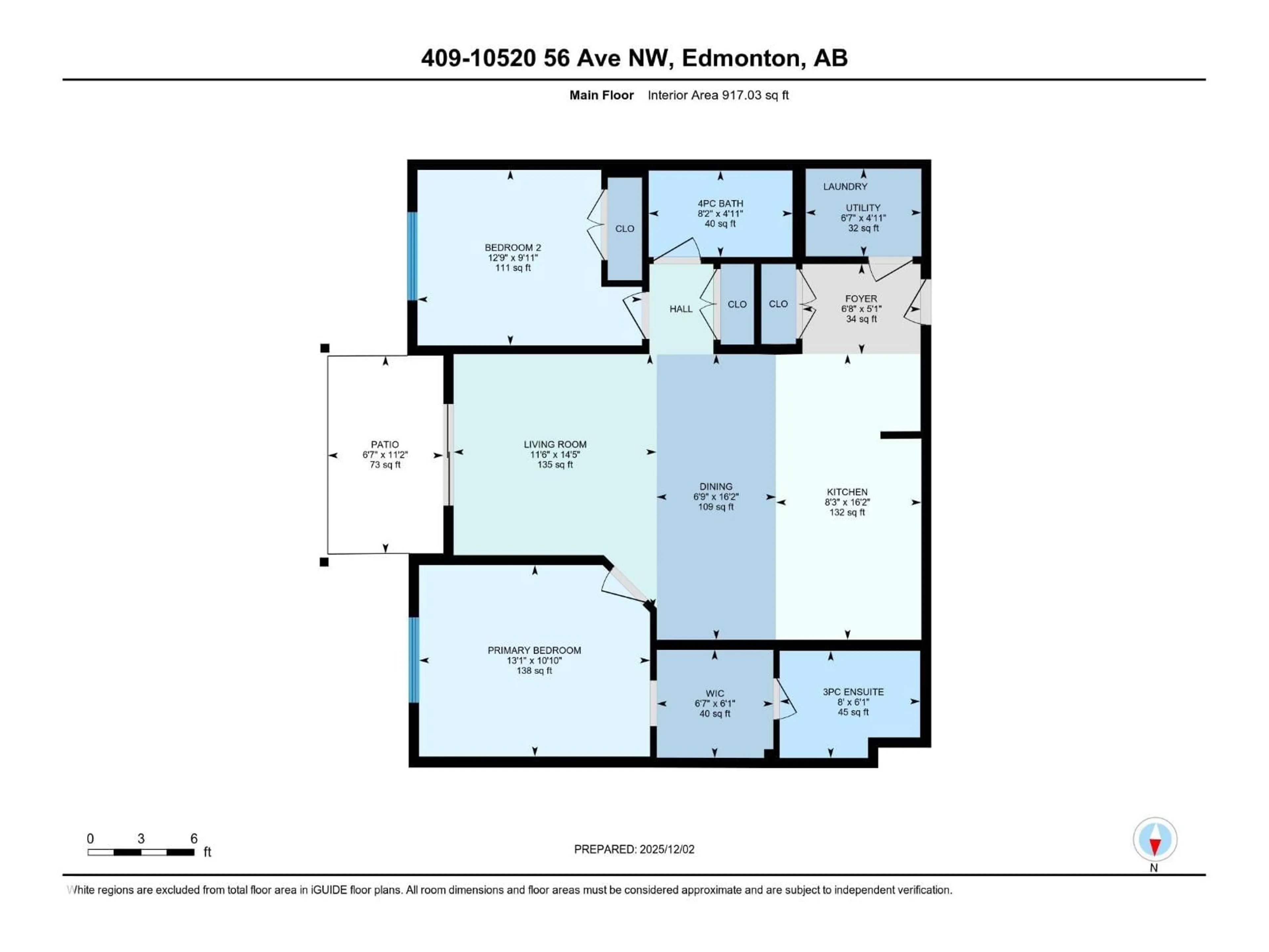 Floor plan for 409 - 10520 56 AV, Edmonton Alberta T6H0X7