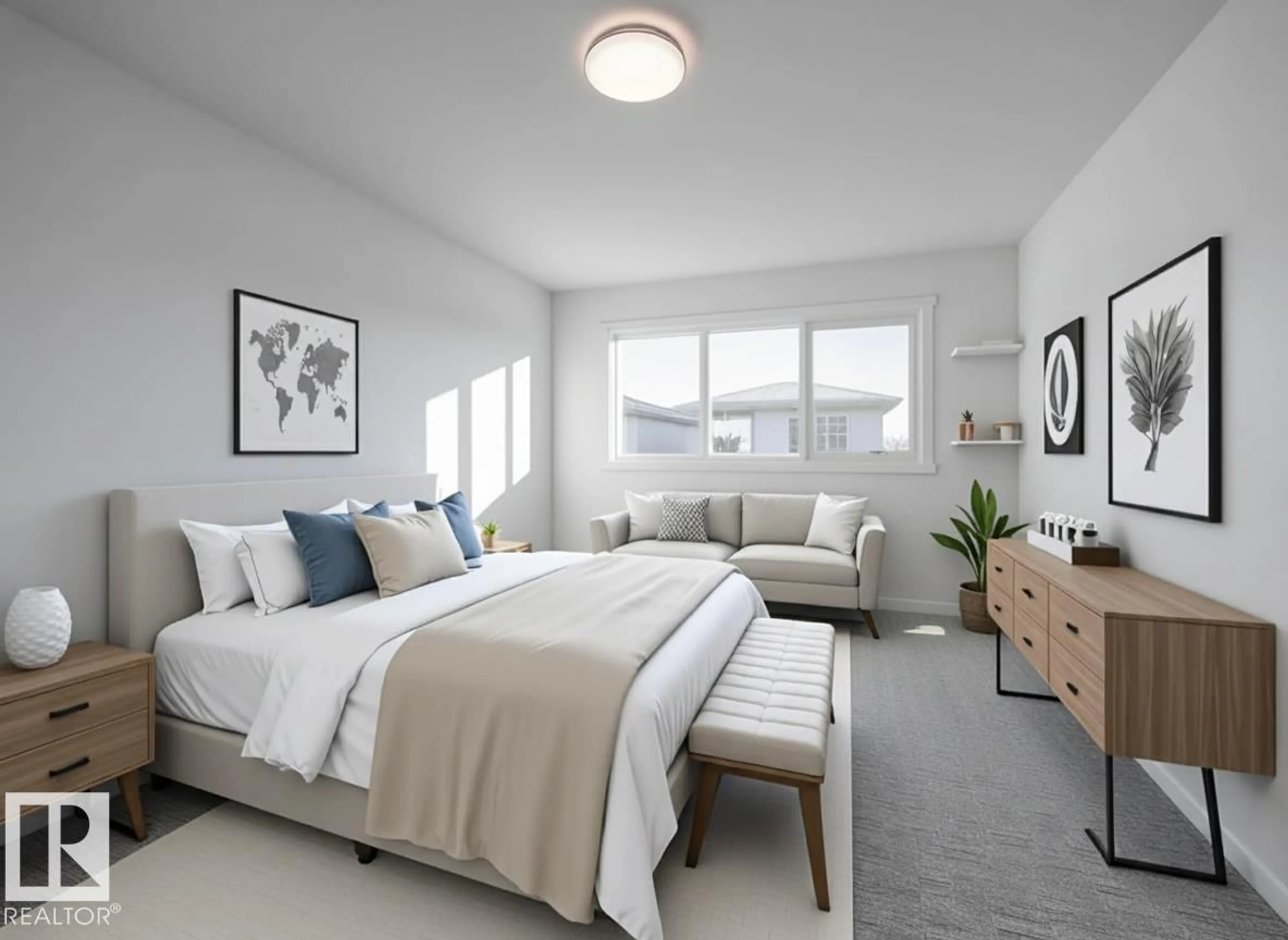 Bedroom with bed, unknown for NE - 17732 7 ST, Edmonton Alberta T5Y4K3