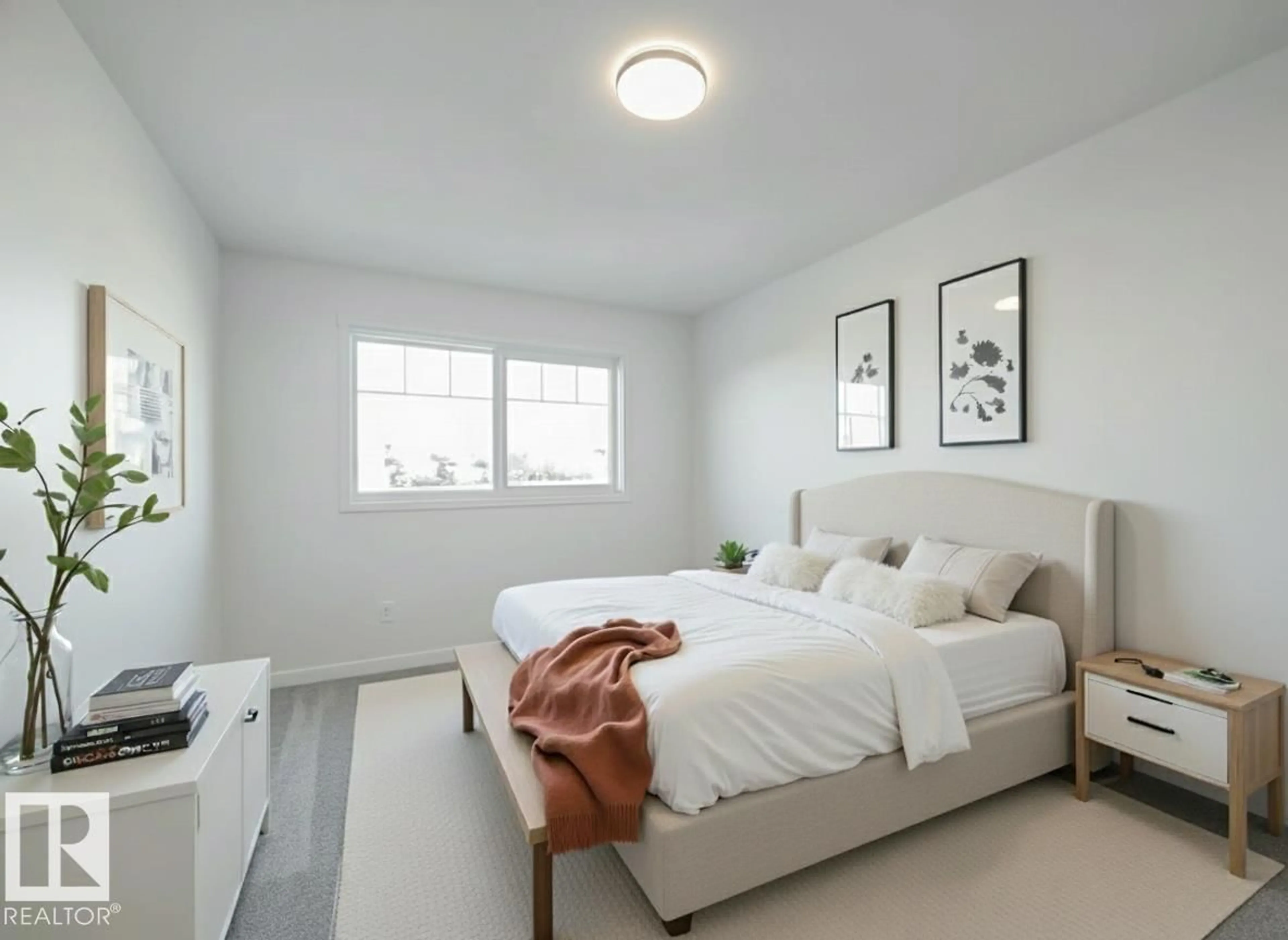 Bedroom with bed, unknown for NE - 17732 7 ST, Edmonton Alberta T5Y4K3