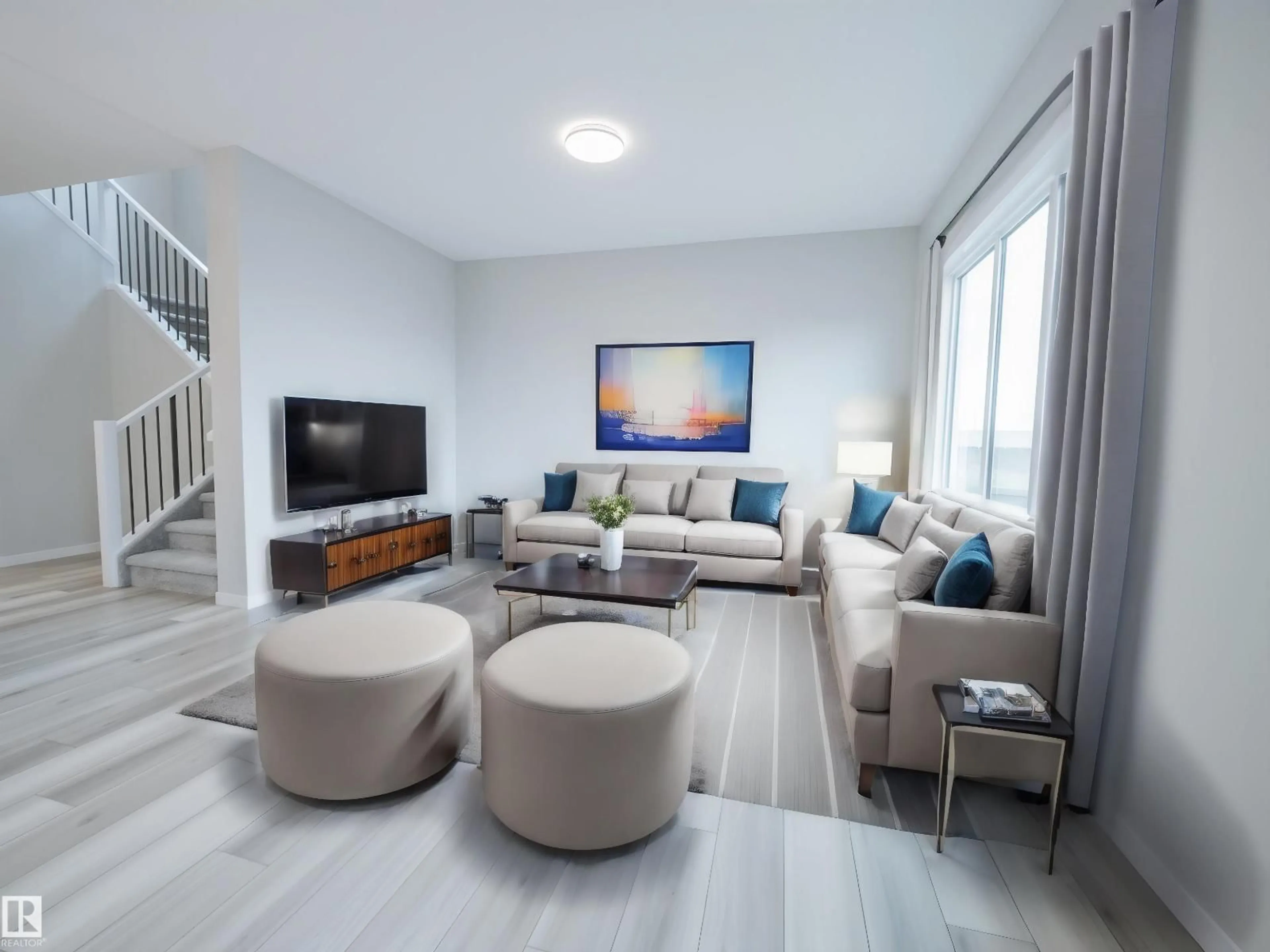 Living room with furniture, unknown for NE - 17624 4 ST, Edmonton Alberta T5Y4K3