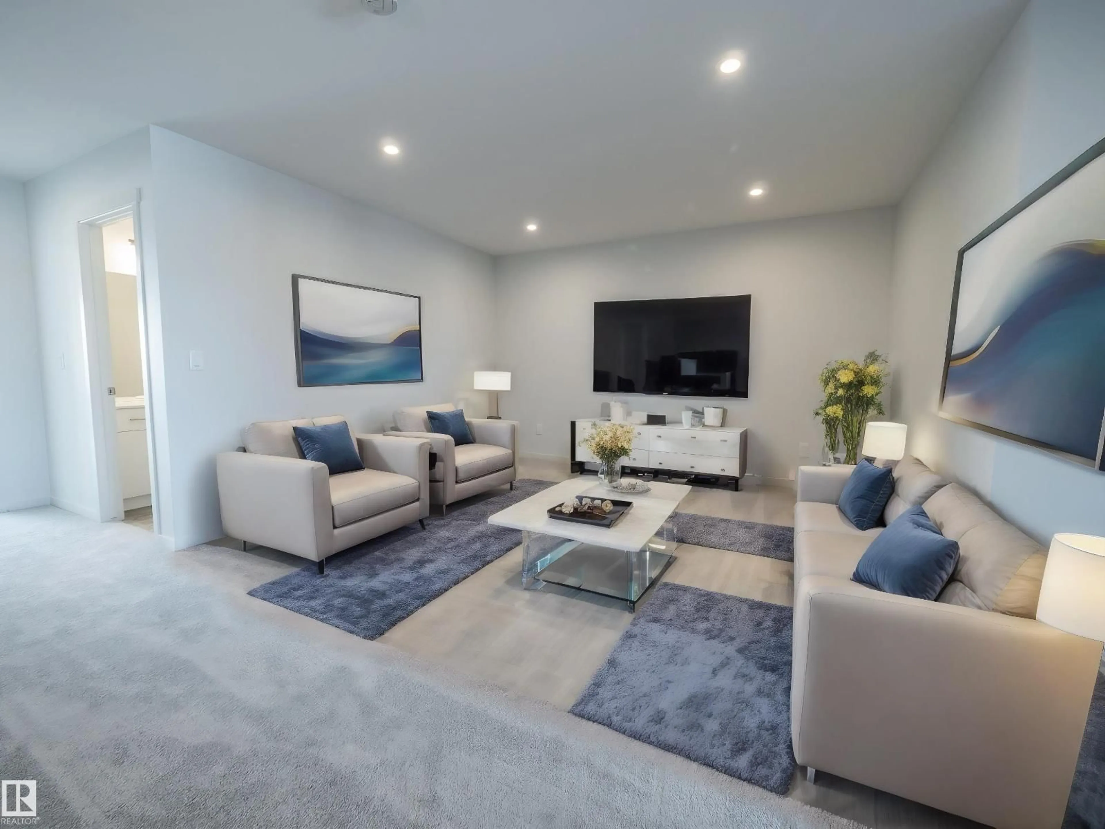 Living room with furniture, unknown for NE - 17527 7 ST, Edmonton Alberta T5Y4K3