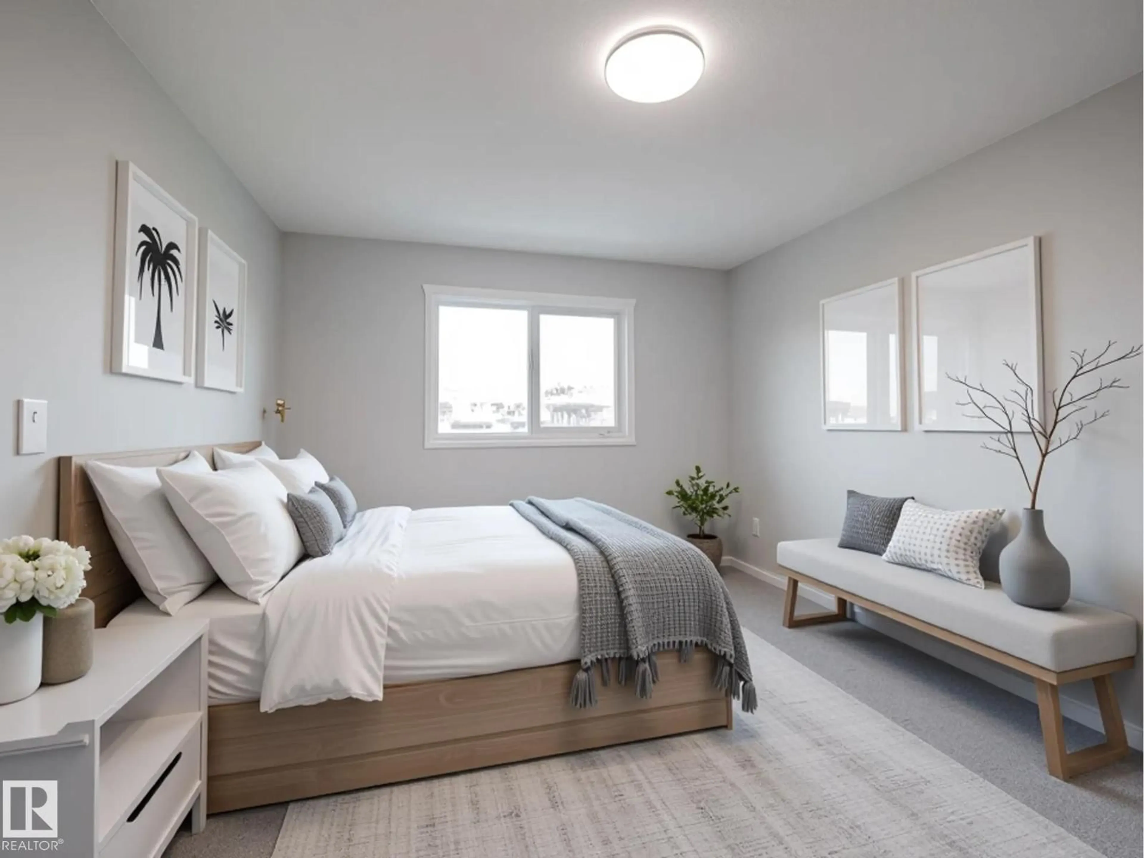 Bedroom with bed, wood/laminate floor for 346 172 AV, Edmonton Alberta T5Y4G8