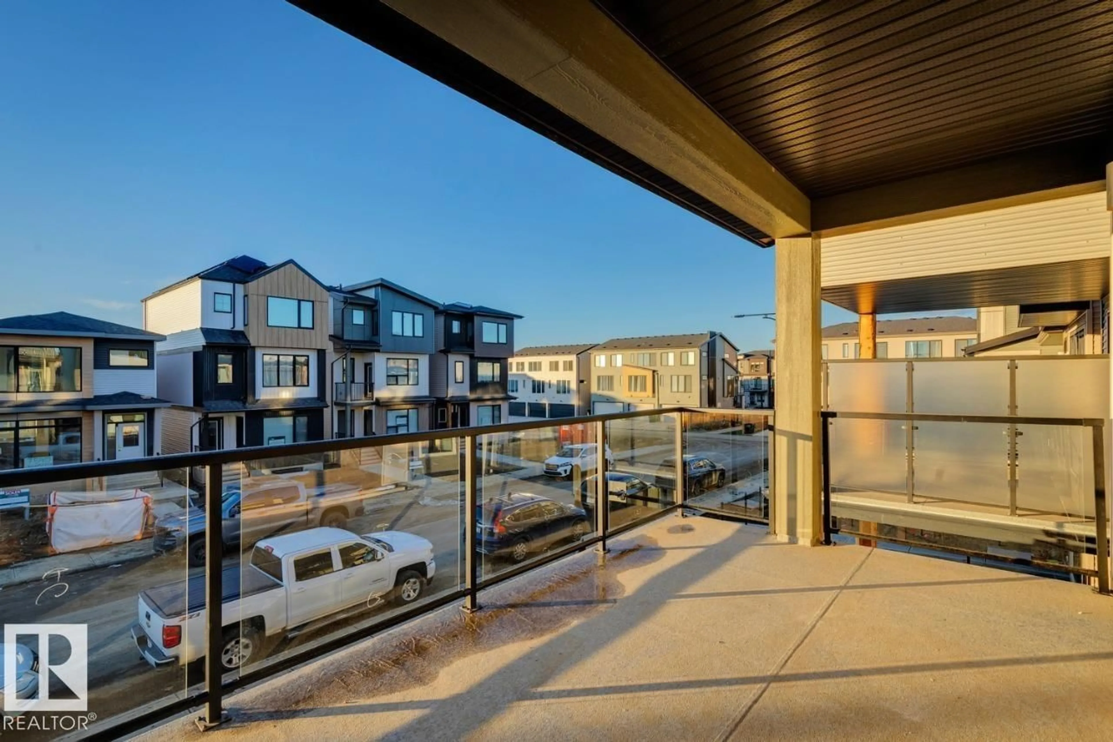 Patio, city buildings view from balcony for LI SW - 7539 KLAPSTEIN LINK, Edmonton Alberta T6W0A6
