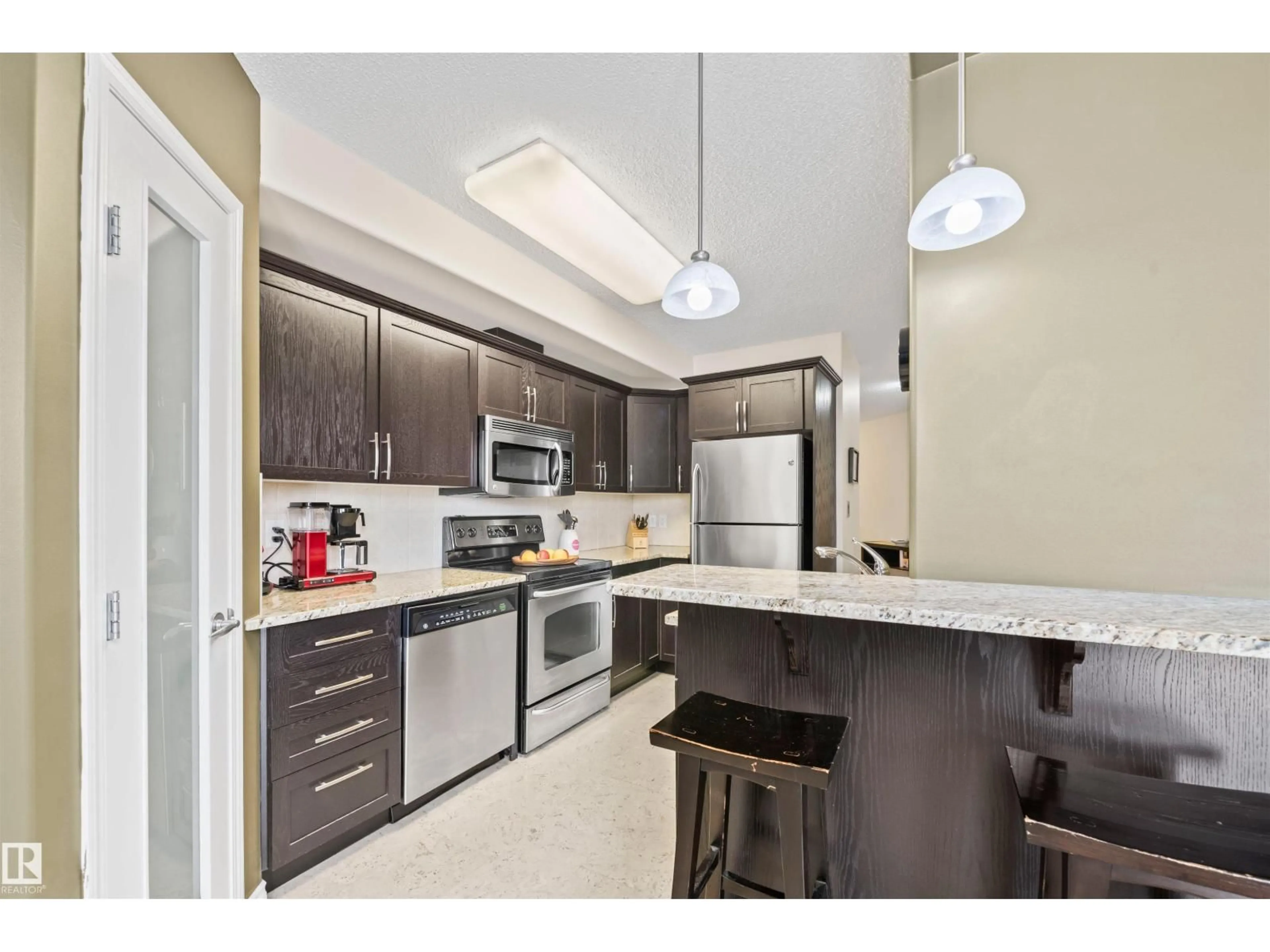 Standard kitchen, ceramic/tile floor for #201 - 9707 106 ST, Edmonton Alberta T5K0B7