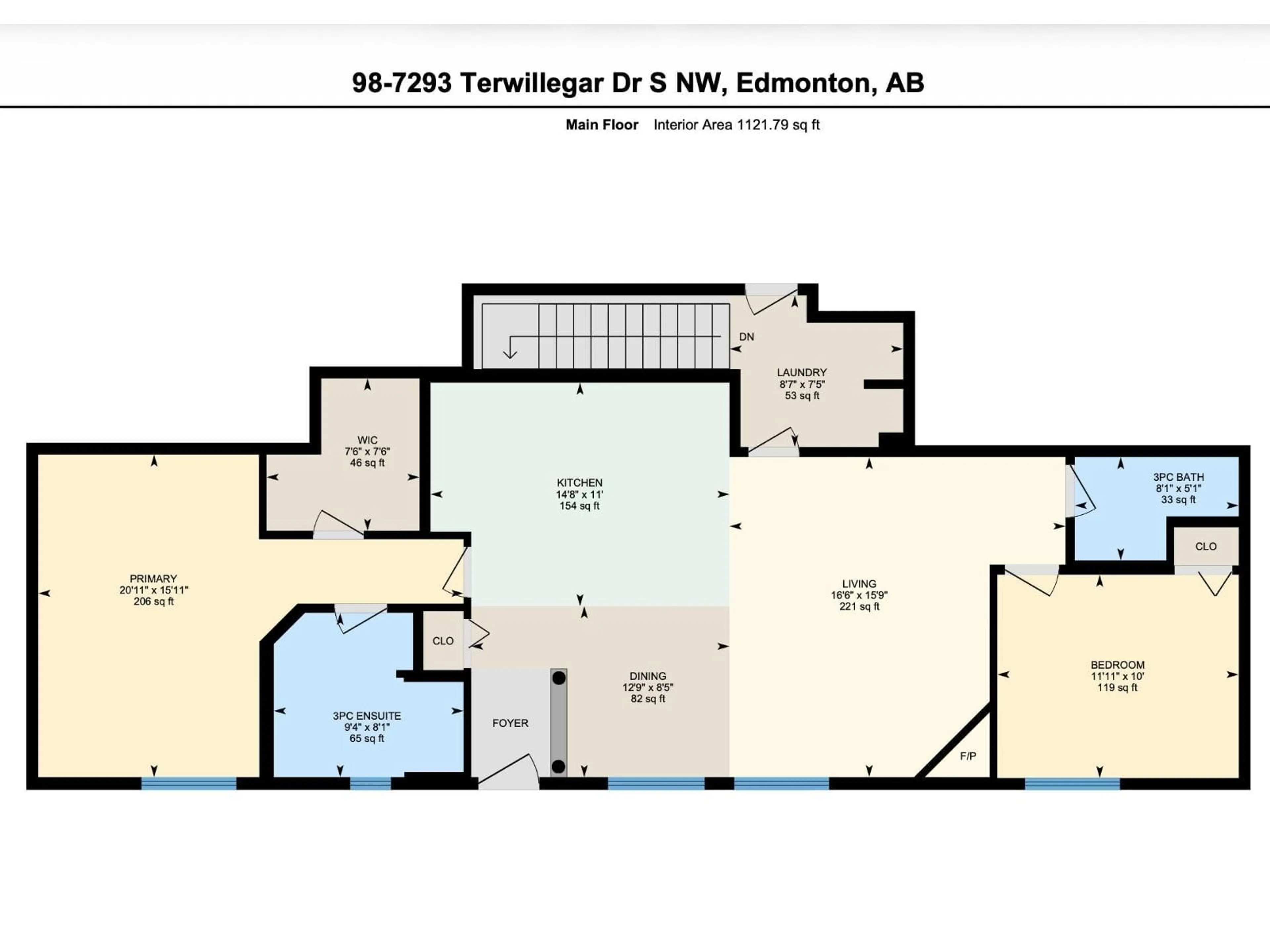 Floor plan for 98 7293 SOUTH TERWILLEGAR DR, Edmonton Alberta T6R0N5