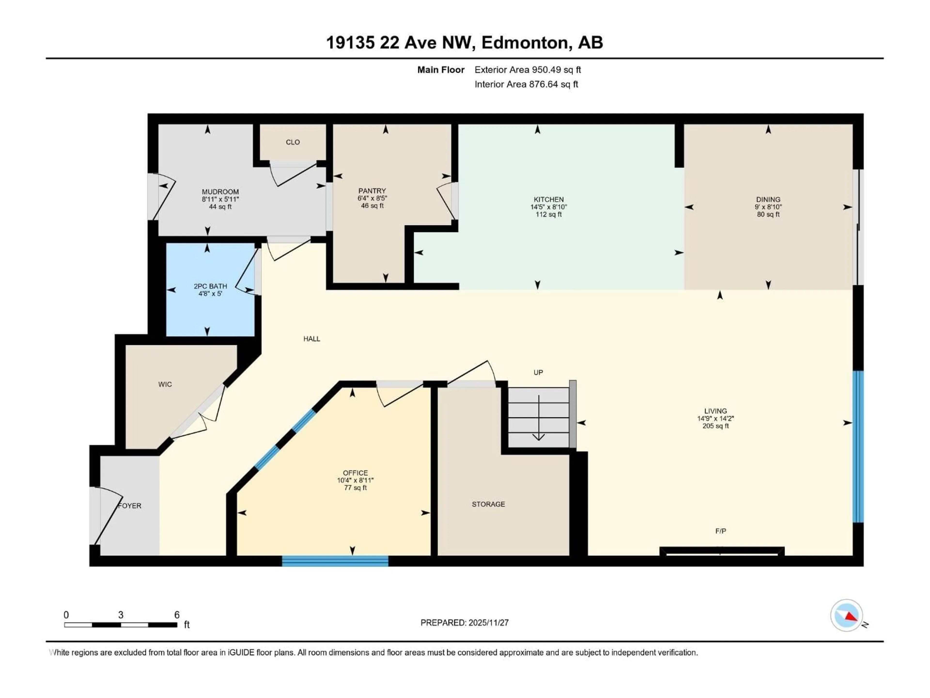 Floor plan for 19135 22 AV, Edmonton Alberta T6M1R1