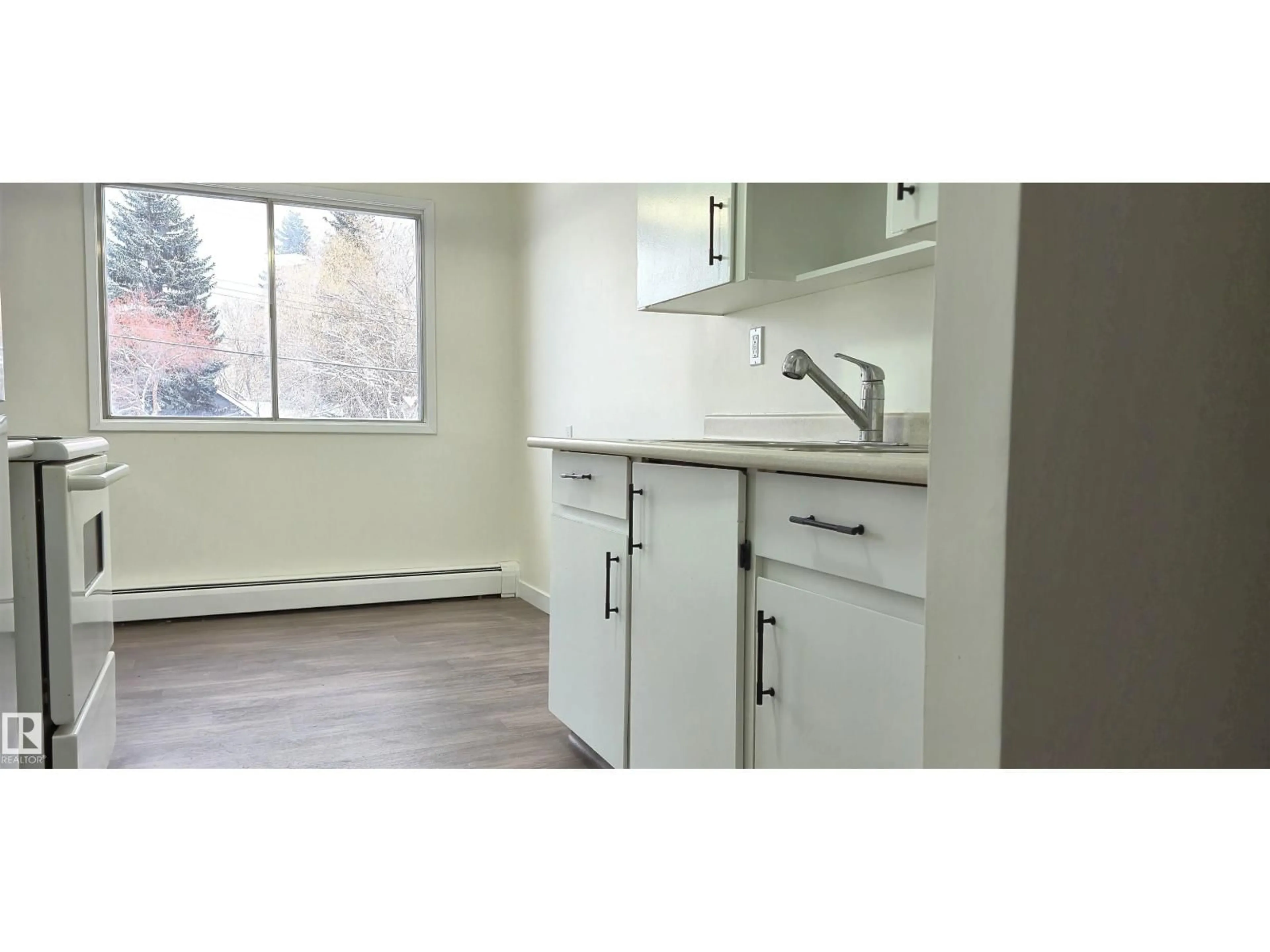 Standard kitchen, wood/laminate floor for 201 - 11907 81 ST, Edmonton Alberta T5B2S7
