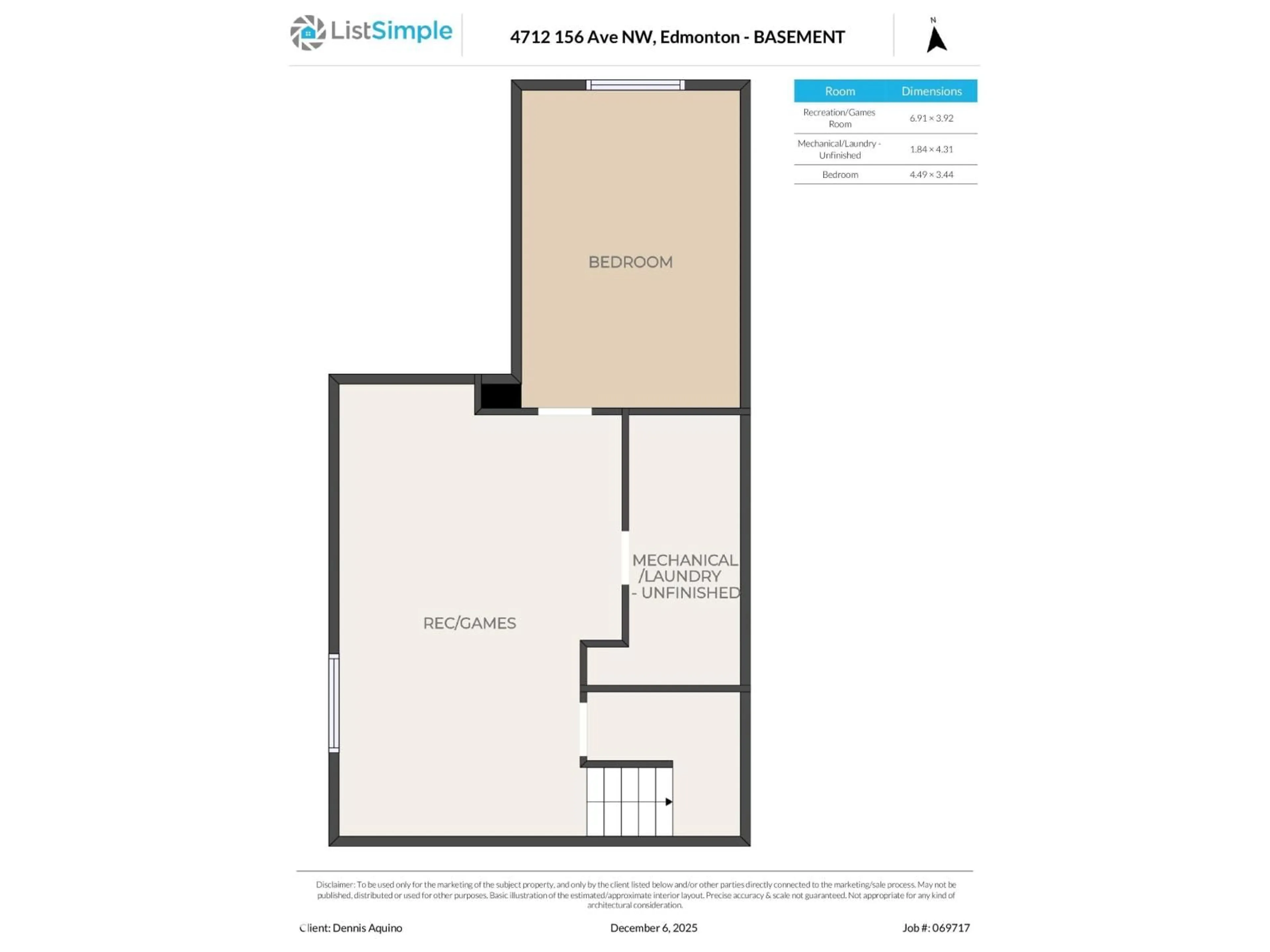 Floor plan for 4712 156 AV, Edmonton Alberta T5Y3L9