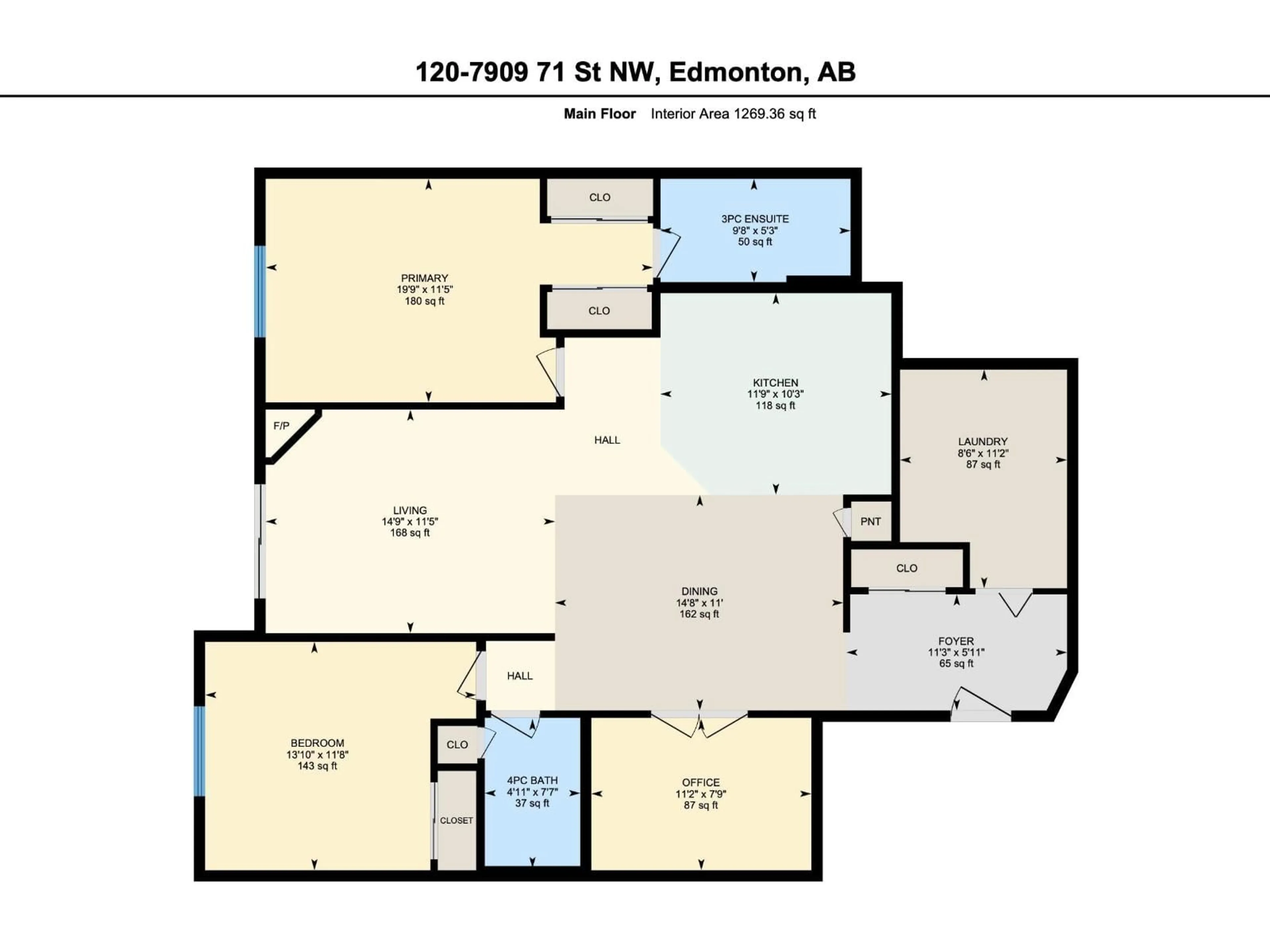 Floor plan for #120 - 7909 71 ST, Edmonton Alberta T6B3P5