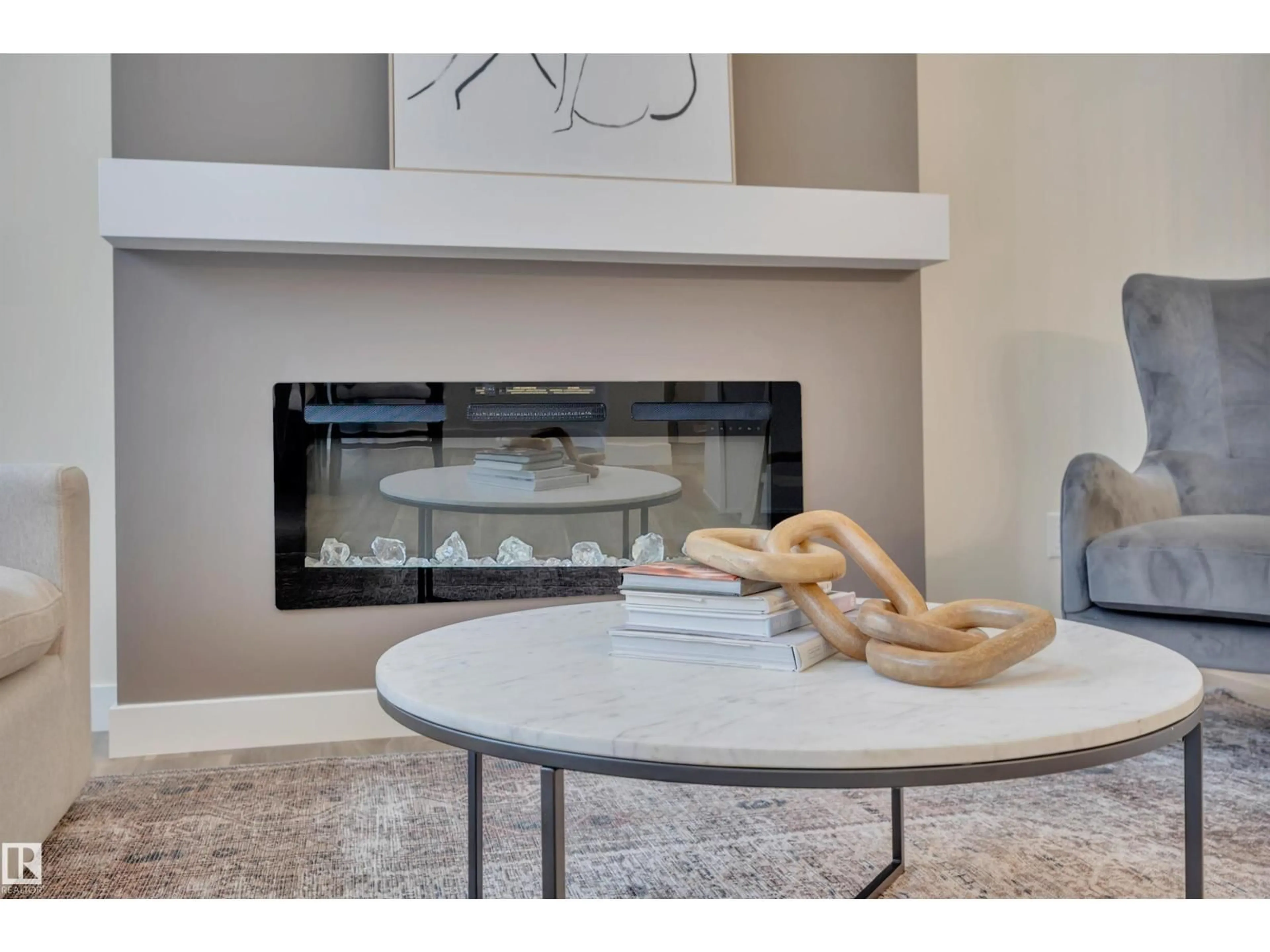 Living room with furniture, ceramic/tile floor for 304 JUNIPER CV, Leduc Alberta T9E1S7