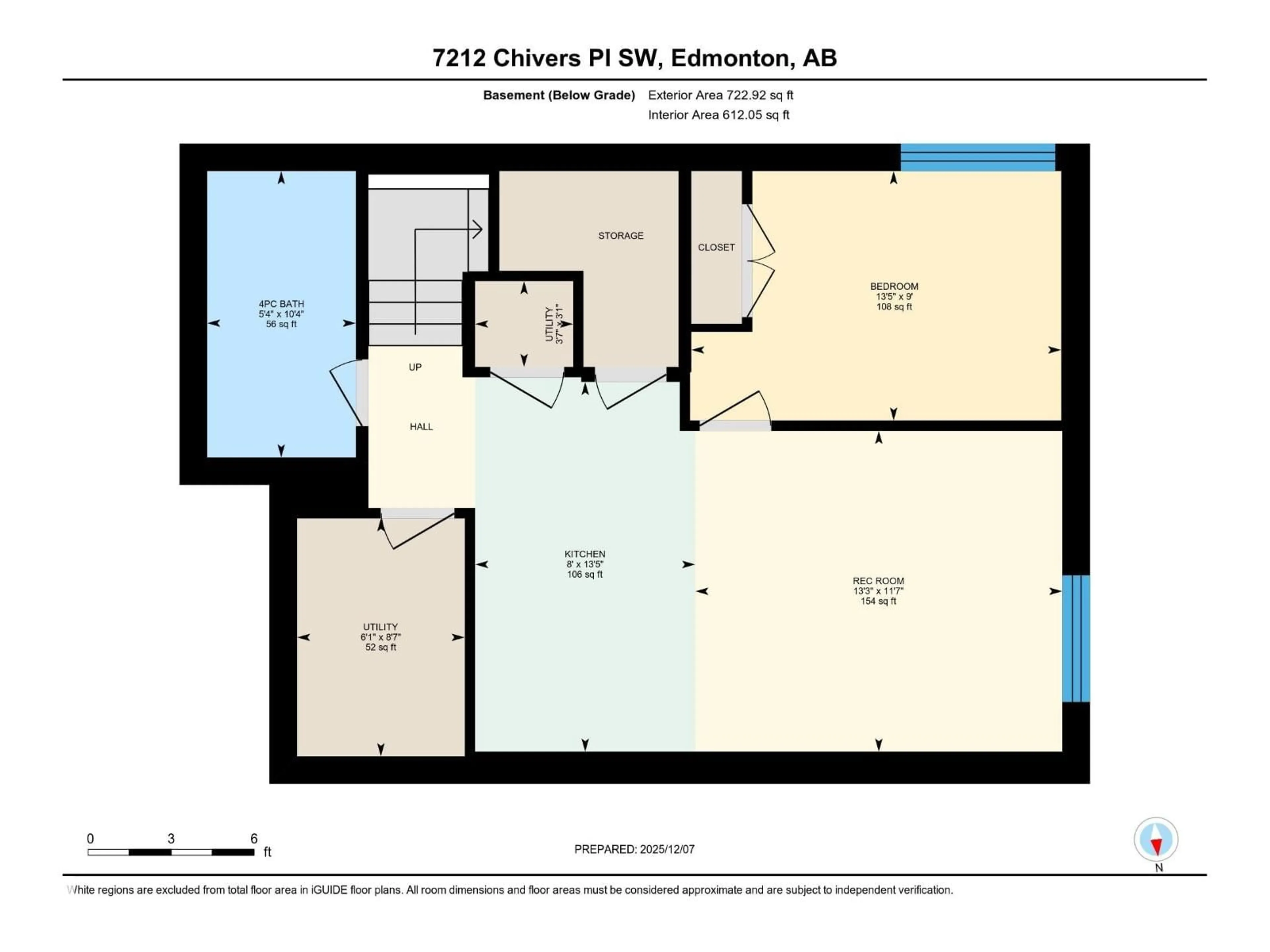 Floor plan for 7212 CHIVERS PL, Edmonton Alberta T6W4L4