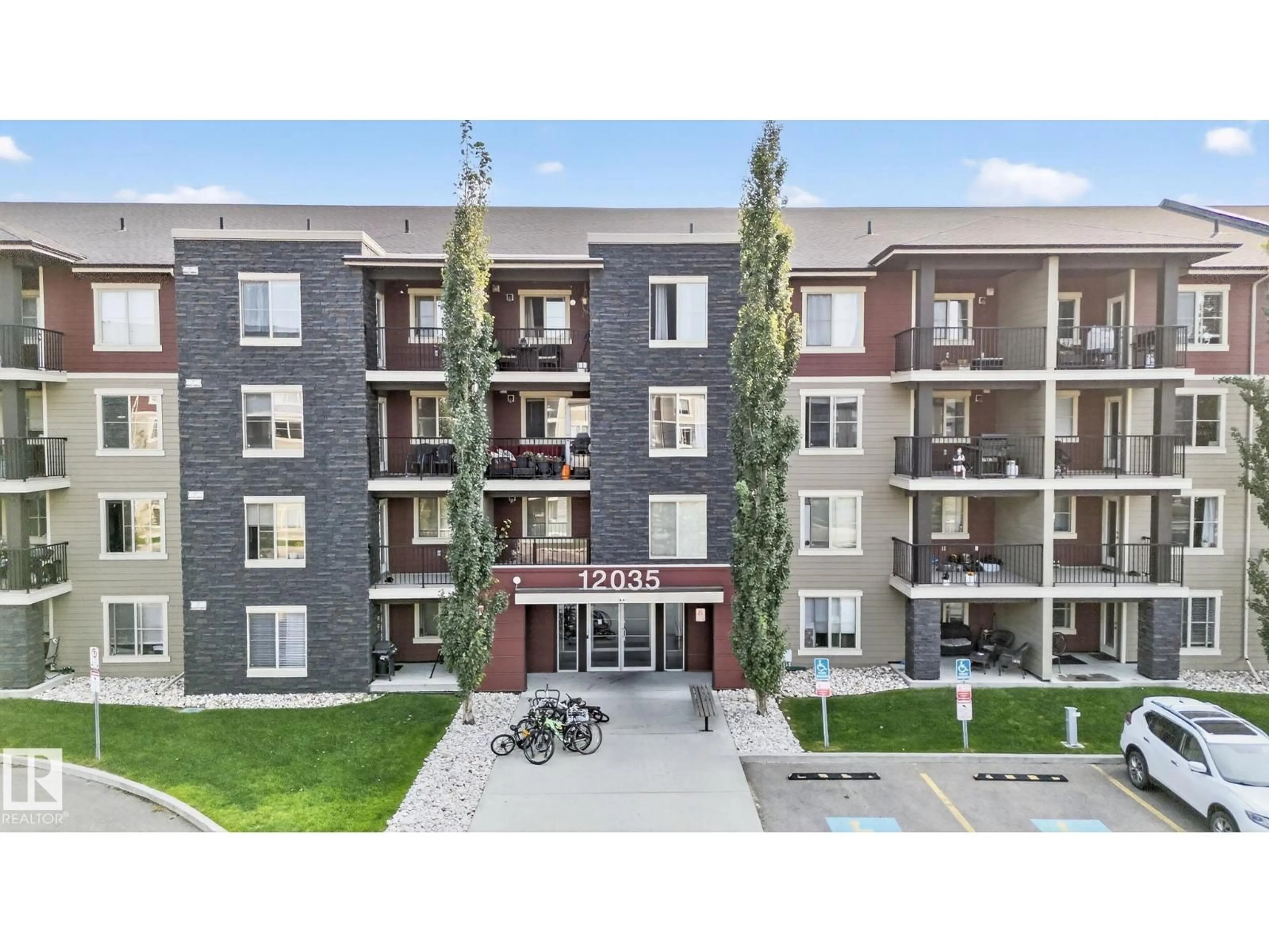 A pic from outside/outdoor area/front of a property/back of a property/a pic from drone, building for #414 - 12035 22 AV, Edmonton Alberta T6W2X9