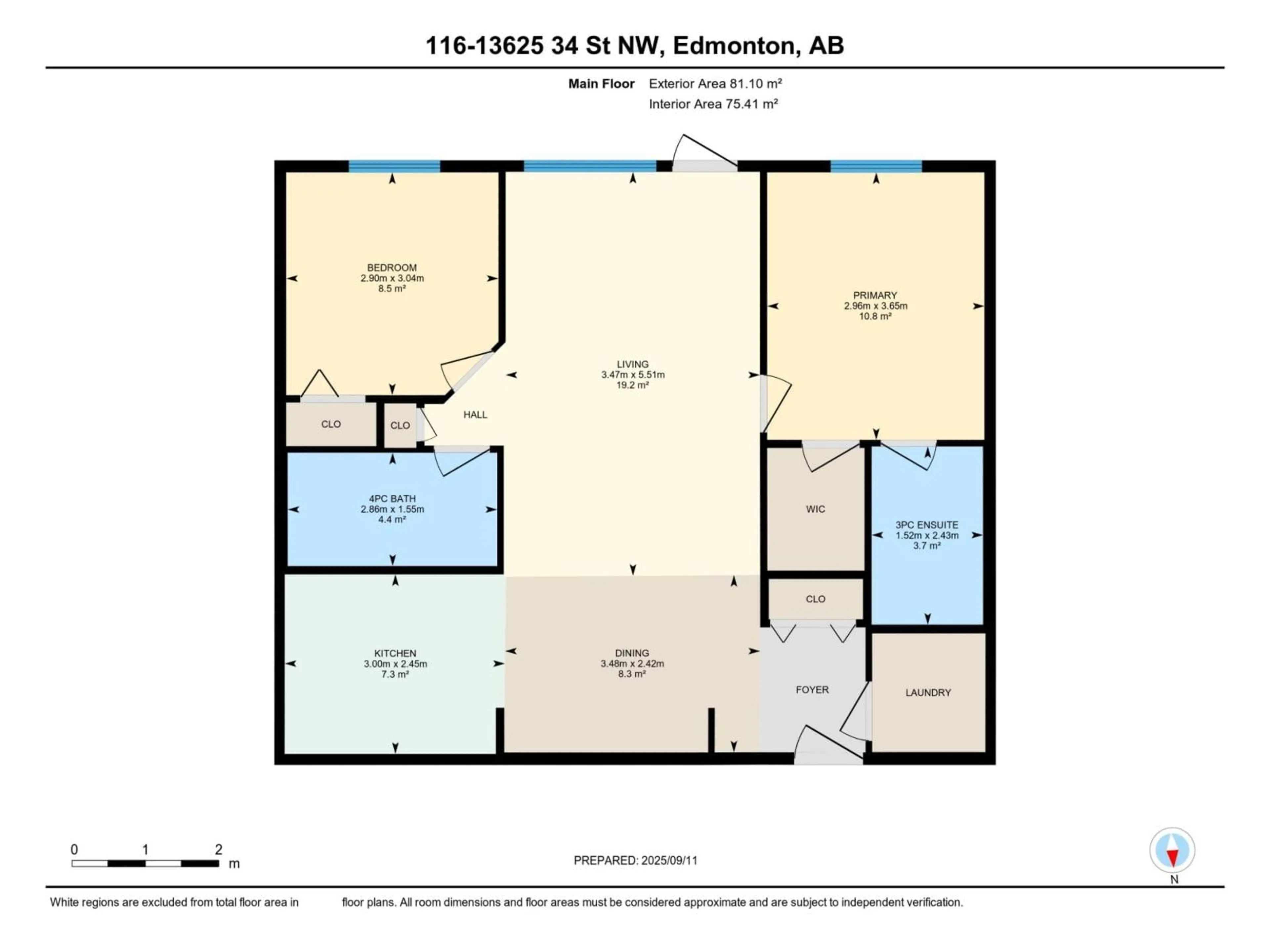 Floor plan for #116 - 13625 34 ST, Edmonton Alberta T5A0E3