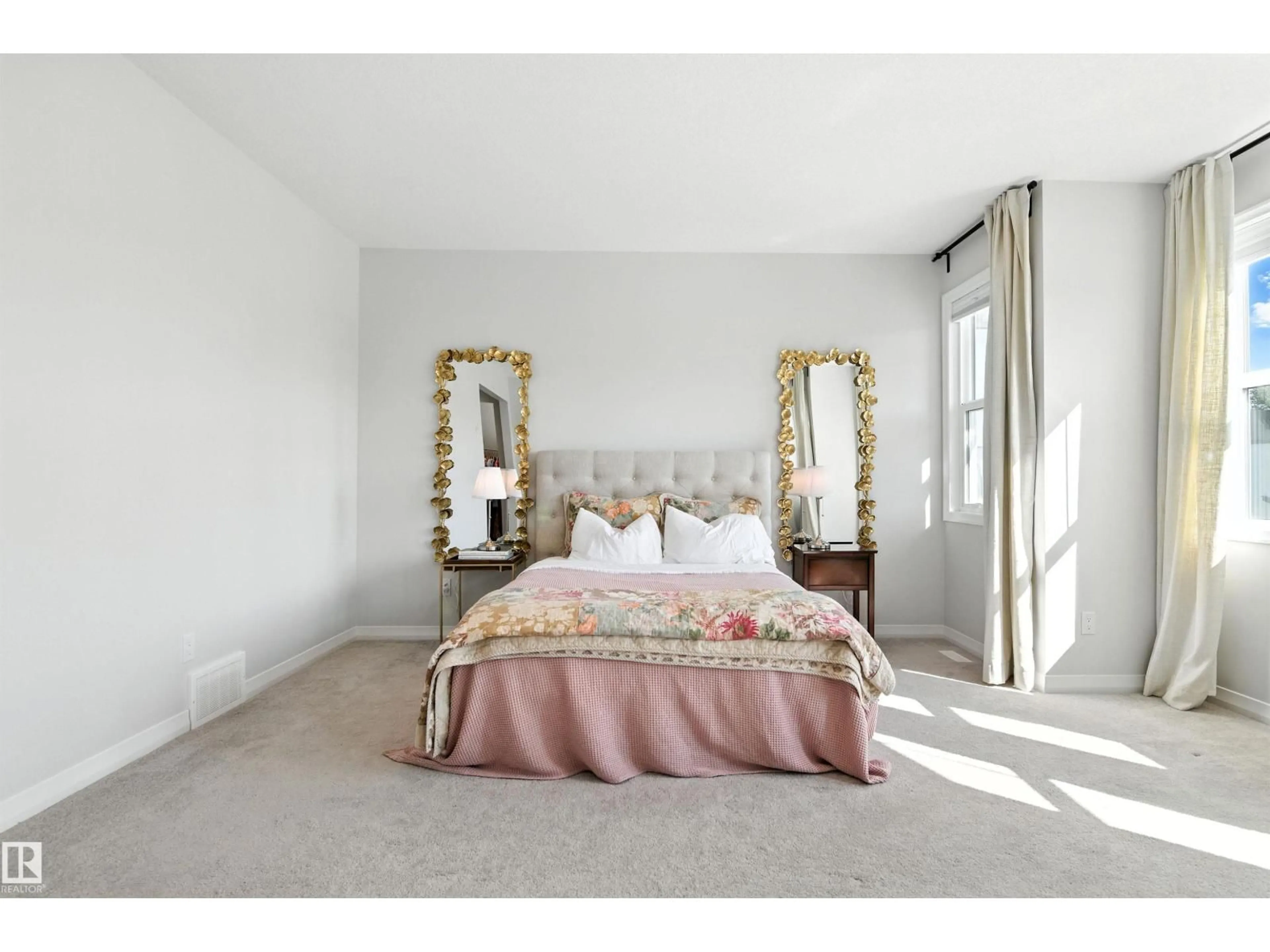 Bedroom with bed, carpet floor for NW - 2520 206 ST, Edmonton Alberta T6M1P1