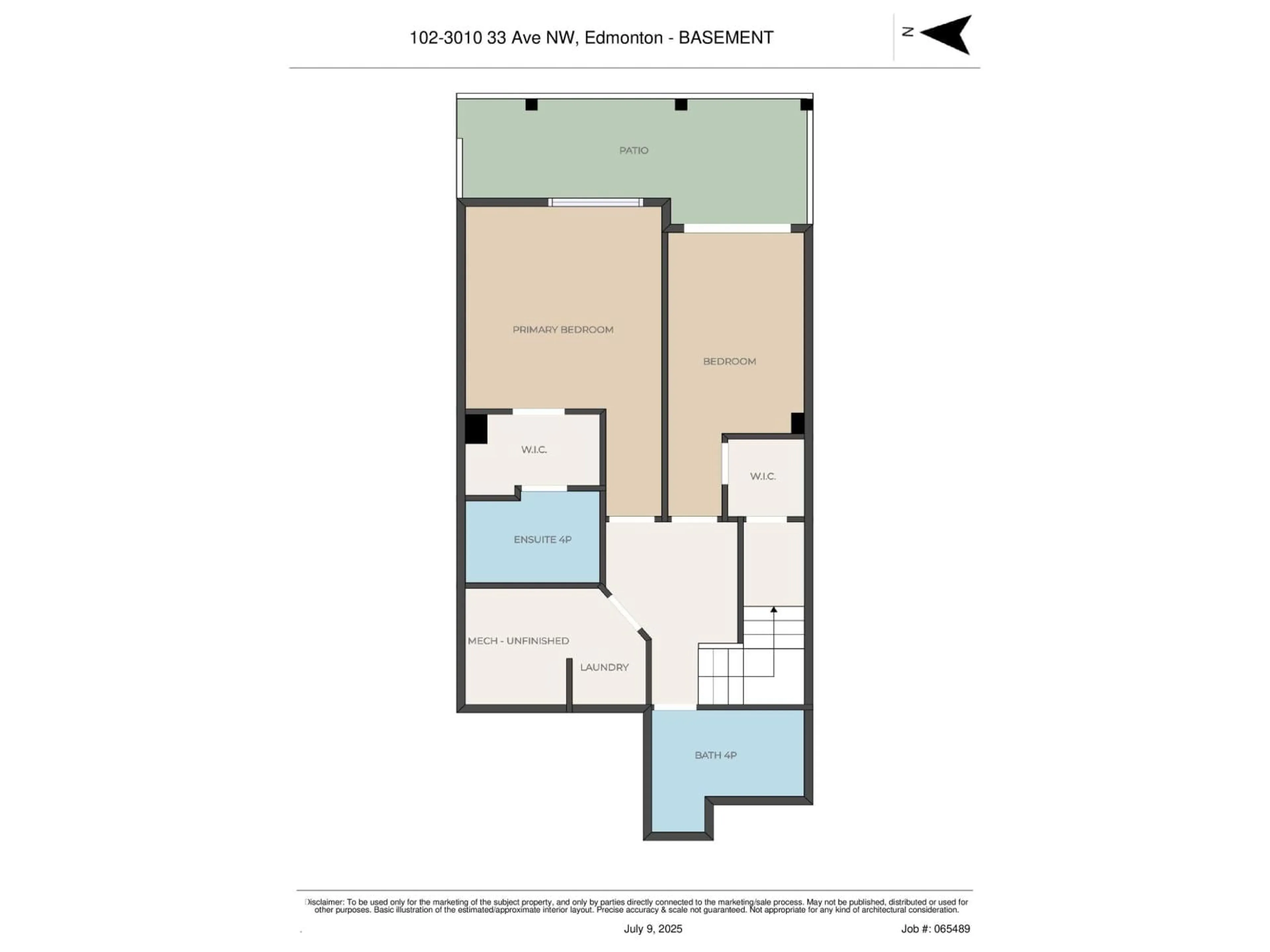 Floor plan for #102 - 3010 33 AV, Edmonton Alberta T6T0C3