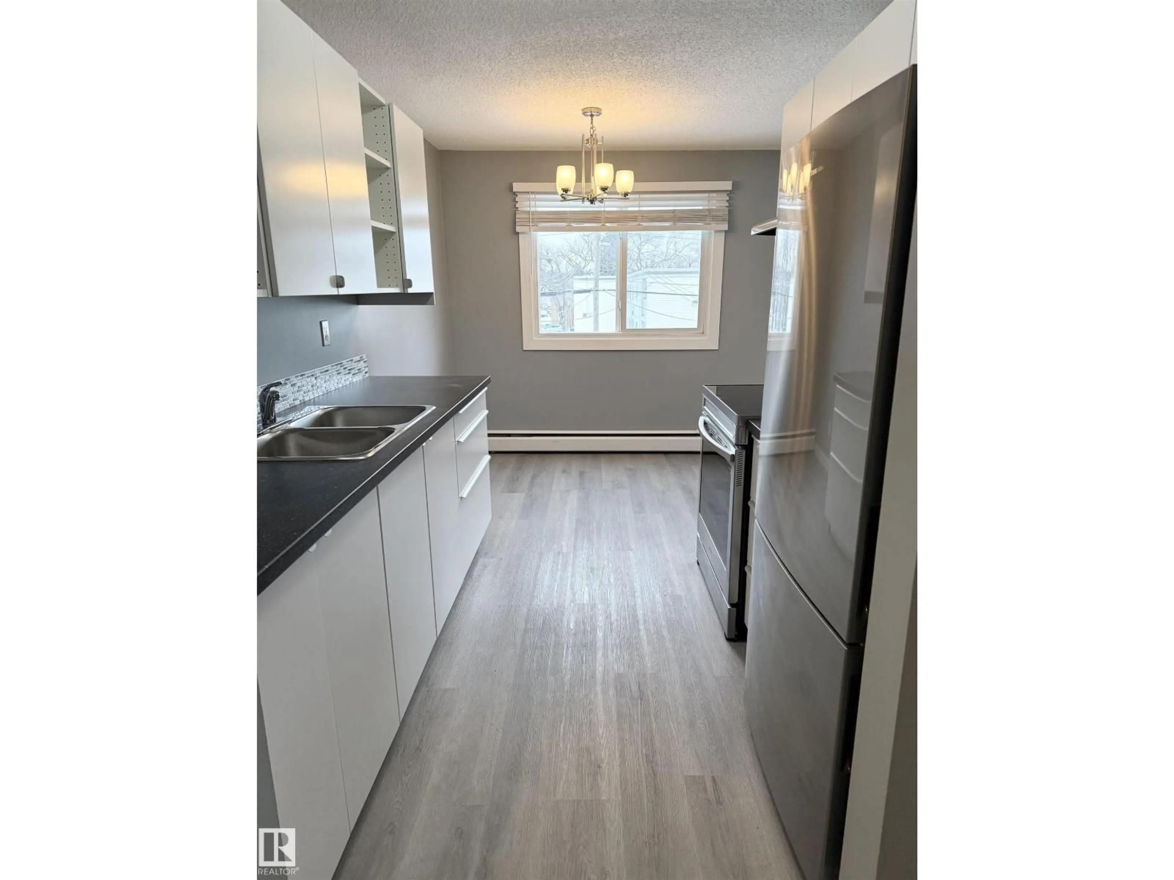 Standard kitchen, wood/laminate floor for #302 - 10725 111 ST, Edmonton Alberta T5H3G2
