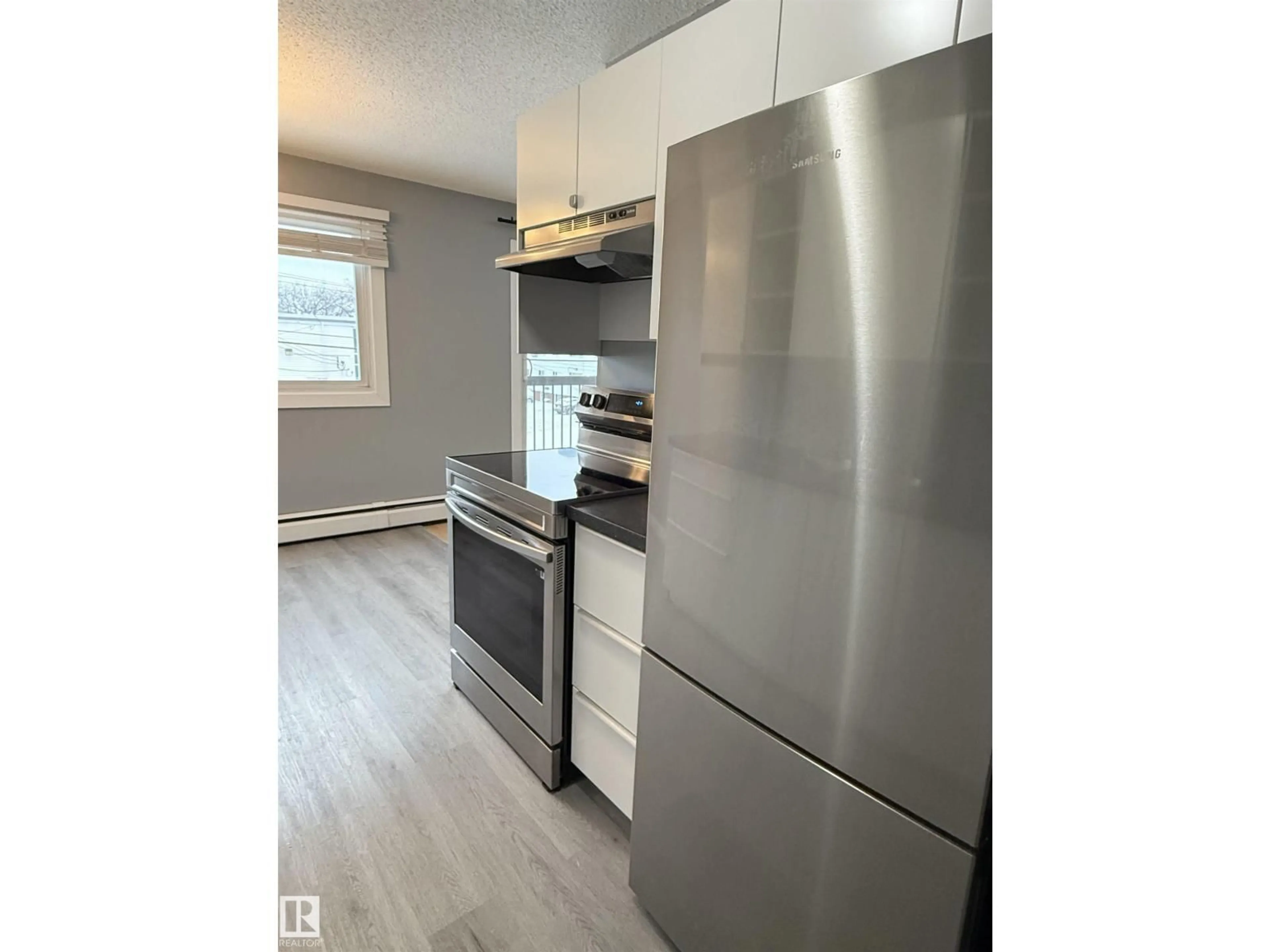 Standard kitchen, wood/laminate floor for #302 - 10725 111 ST, Edmonton Alberta T5H3G2