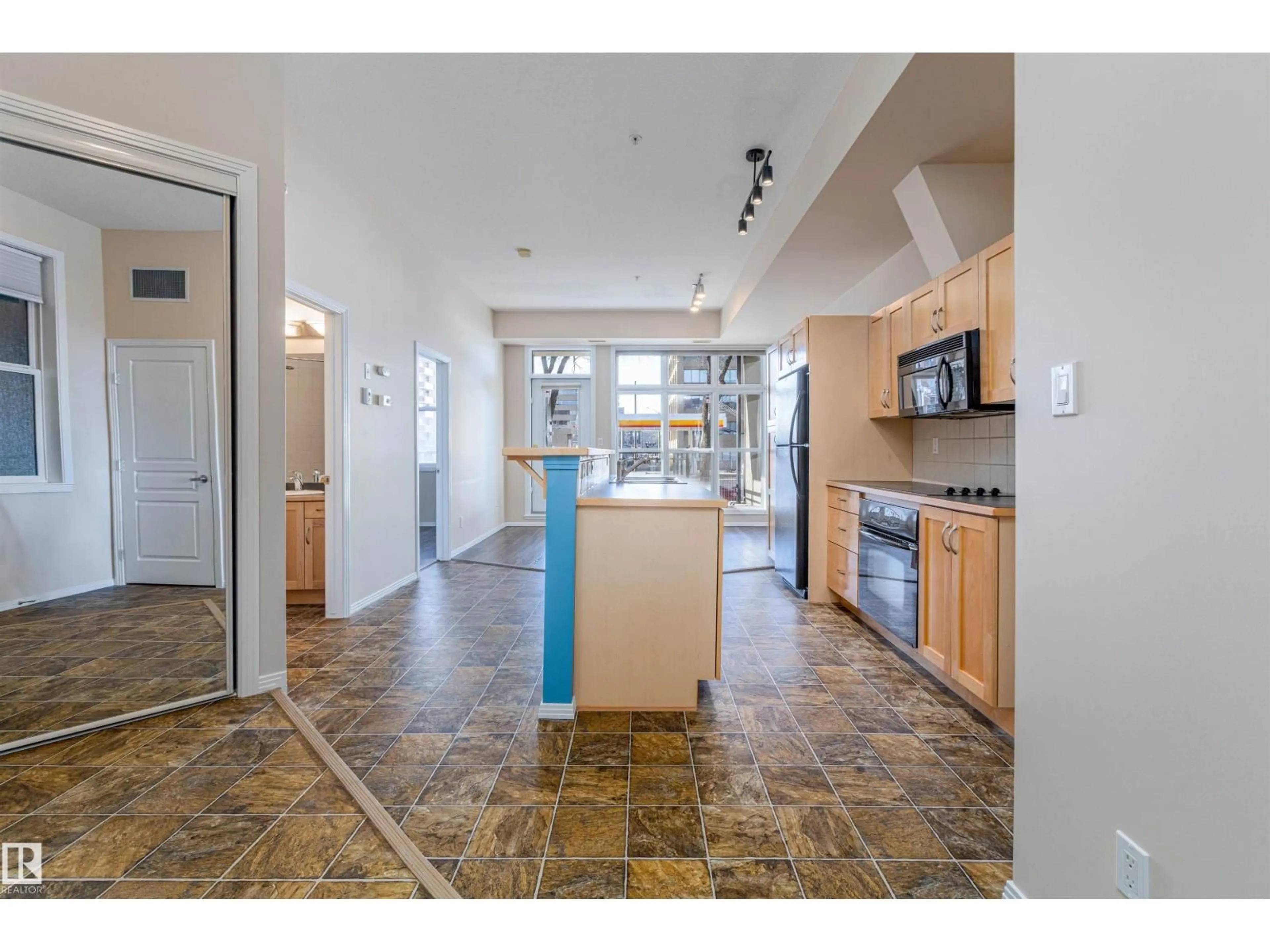 Open concept kitchen, ceramic/tile floor for #143 - 10403 122 ST NW, Edmonton Alberta T5N4C1