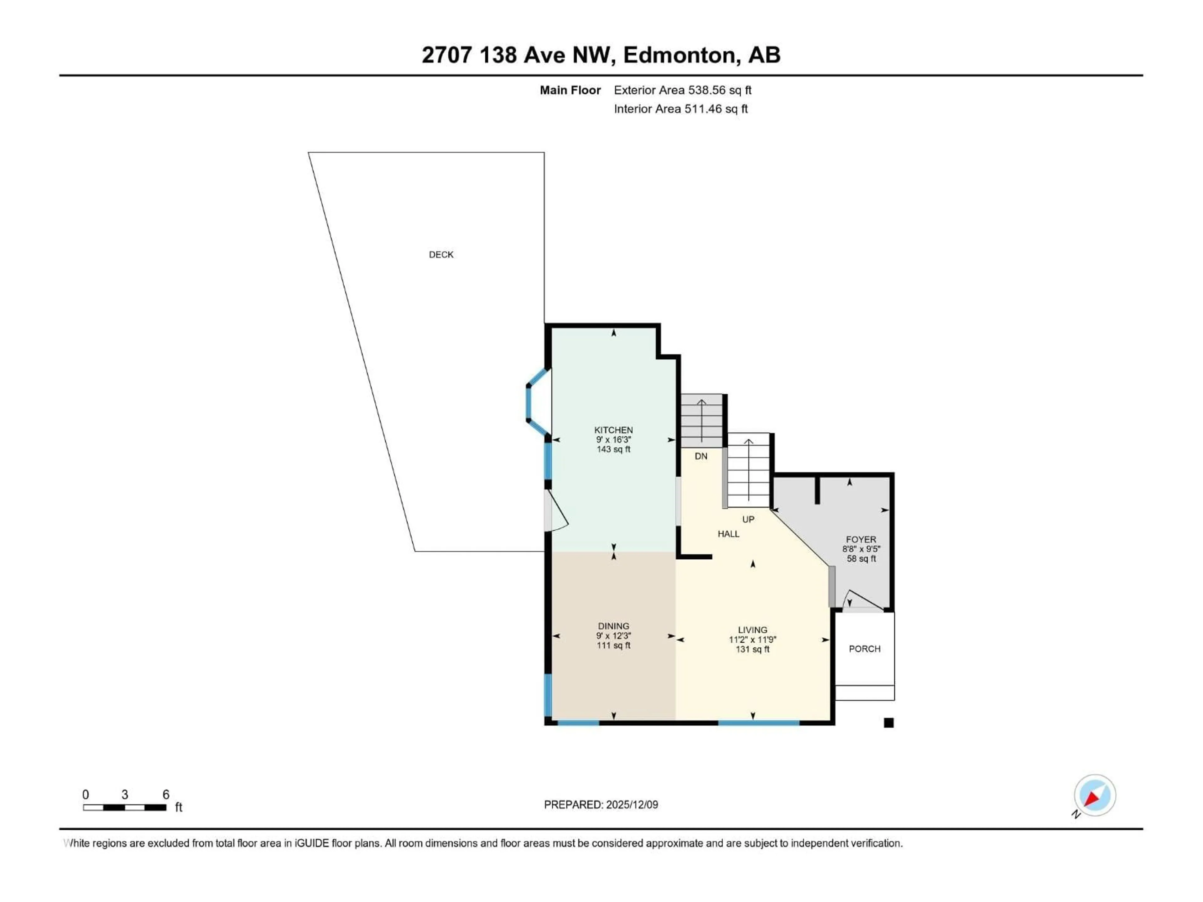 Floor plan for 2707 138 AV, Edmonton Alberta T5Y1A5