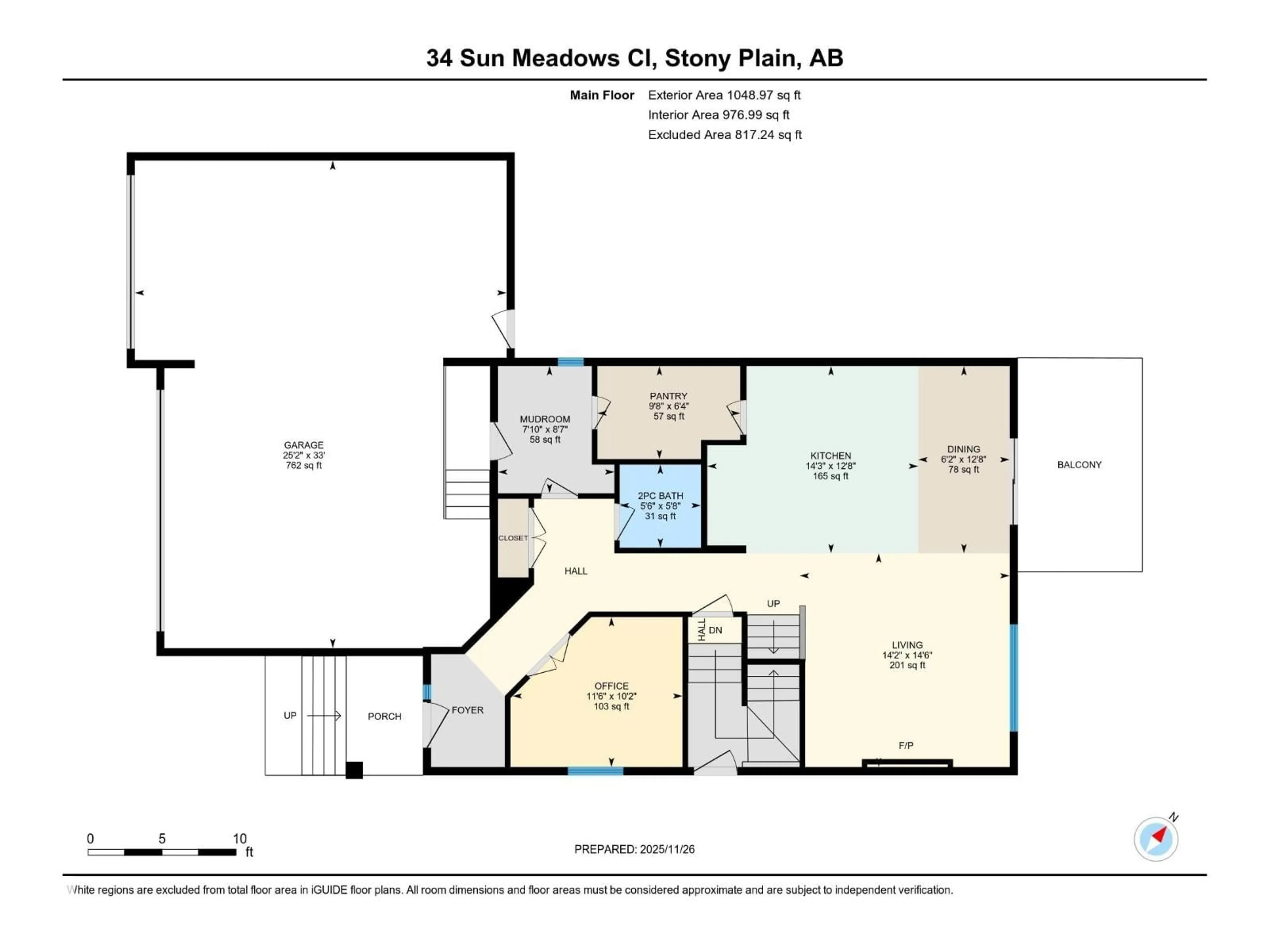 Floor plan for 34 SUN MEADOWS CL, Stony Plain Alberta T7Z0K1