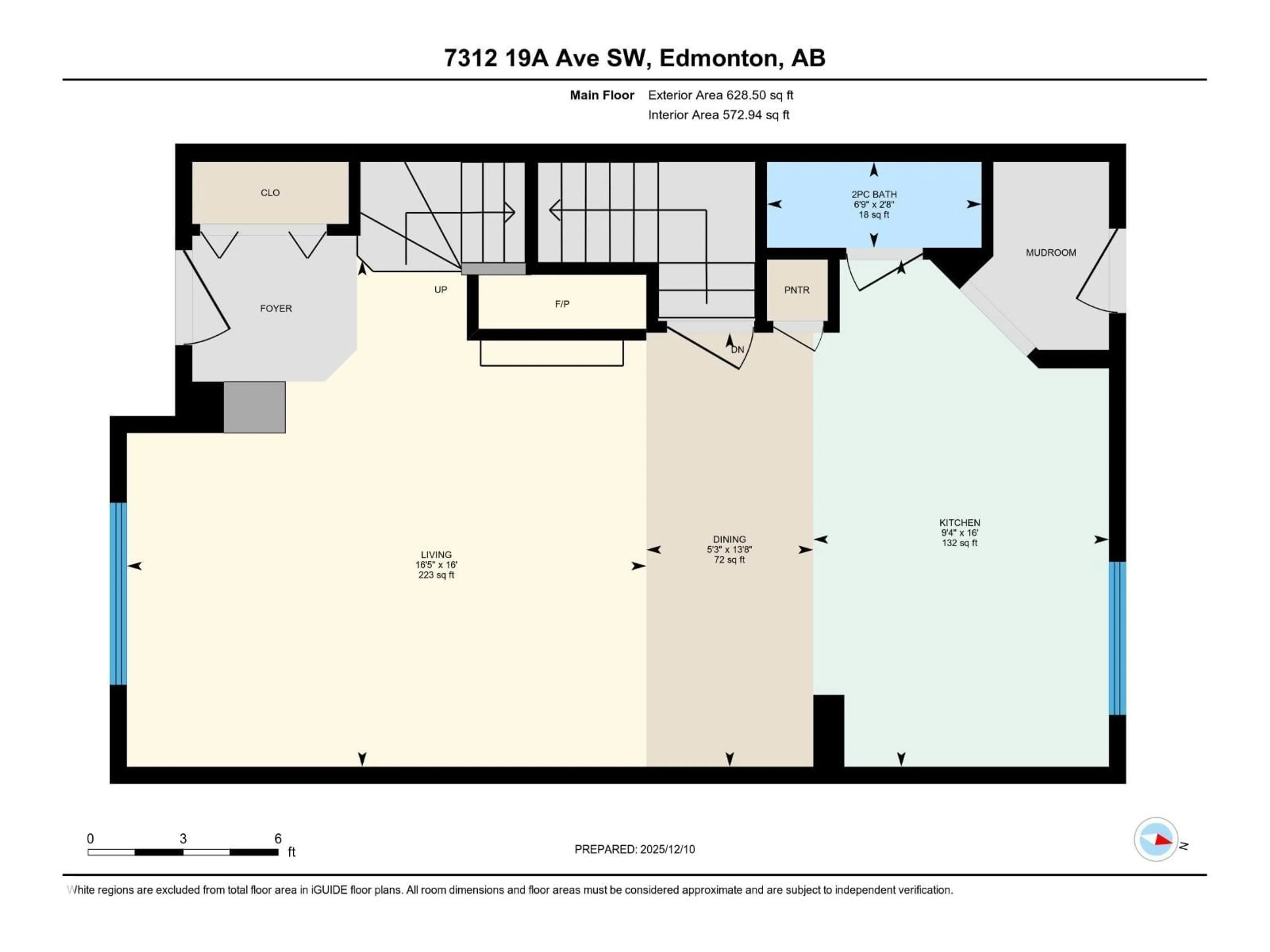 Floor plan for SW - 7312 19A AV, Edmonton Alberta T6X0K3