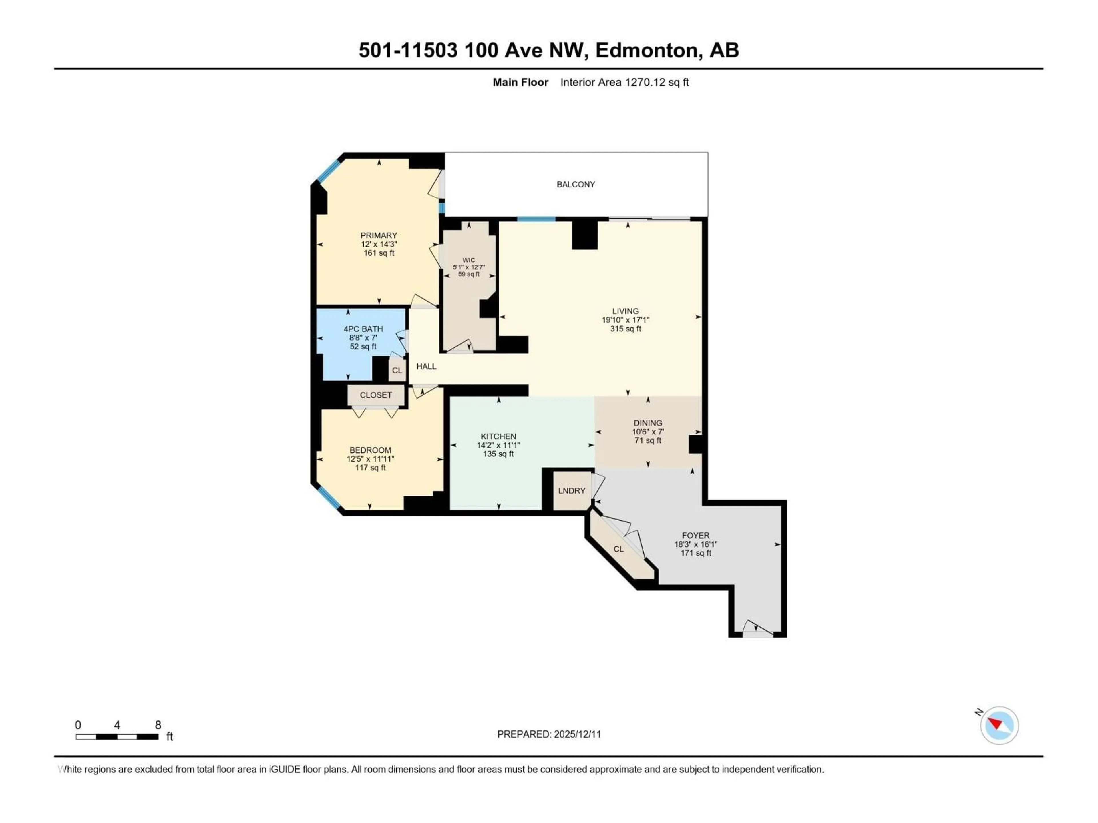 Floor plan for #501 - 11503 100 AV, Edmonton Alberta T5K2K7