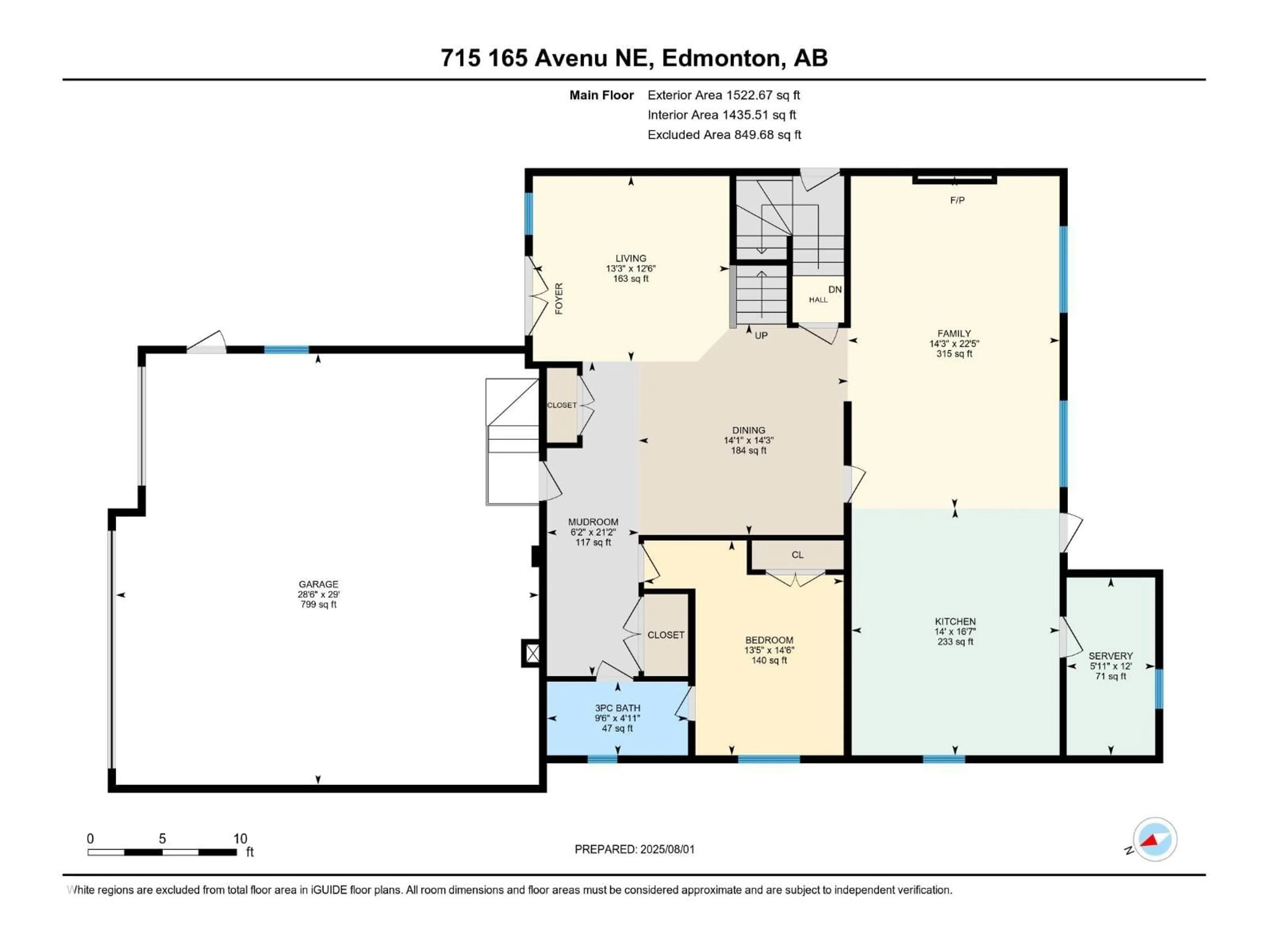 Floor plan for 715 165 AV, Edmonton Alberta T5Y4J1