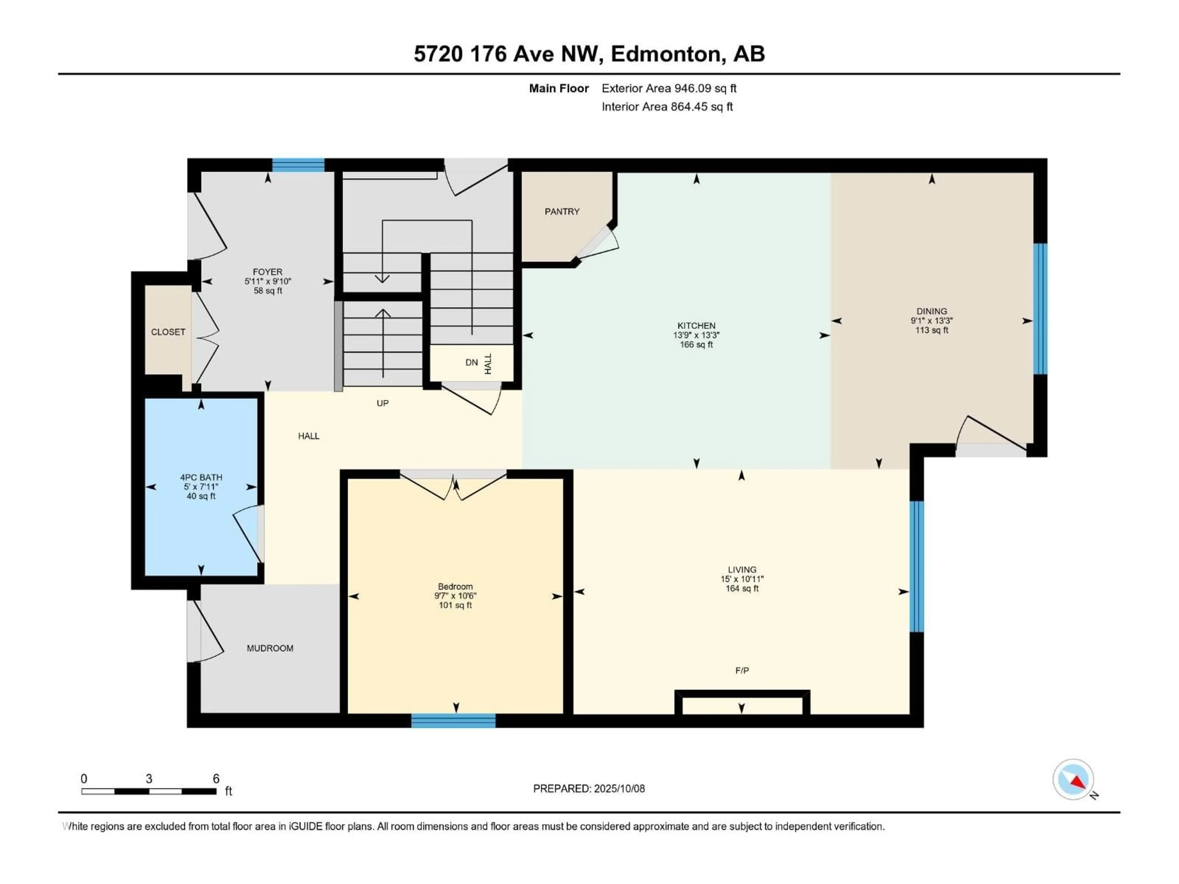 Floor plan for 5720 176 AV, Edmonton Alberta T5Y0K8