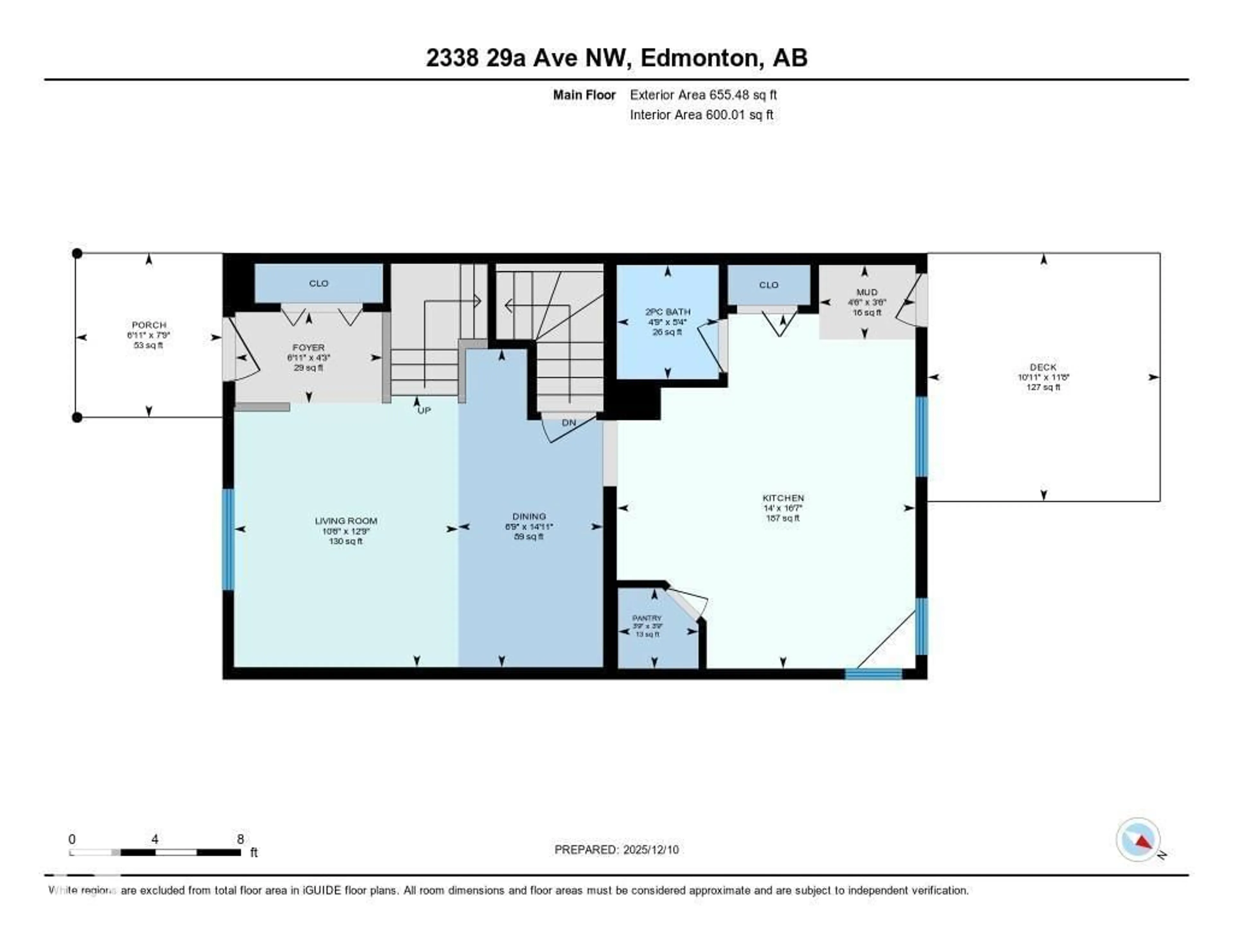 Floor plan for 2338 29A AV AV, Edmonton Alberta T6T2B1