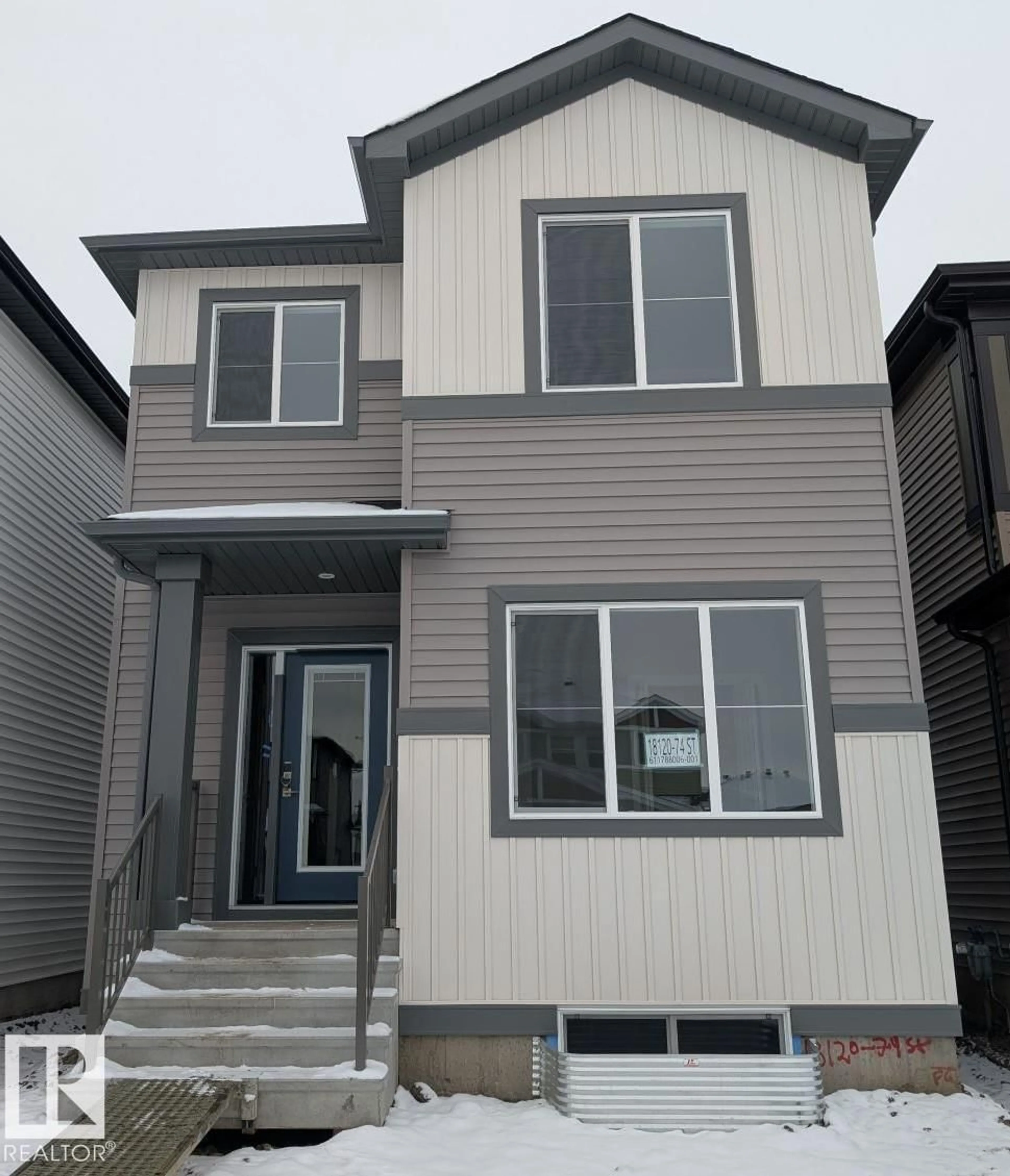Home with vinyl exterior material, street for 18120 74 ST, Edmonton Alberta T5Z0J1
