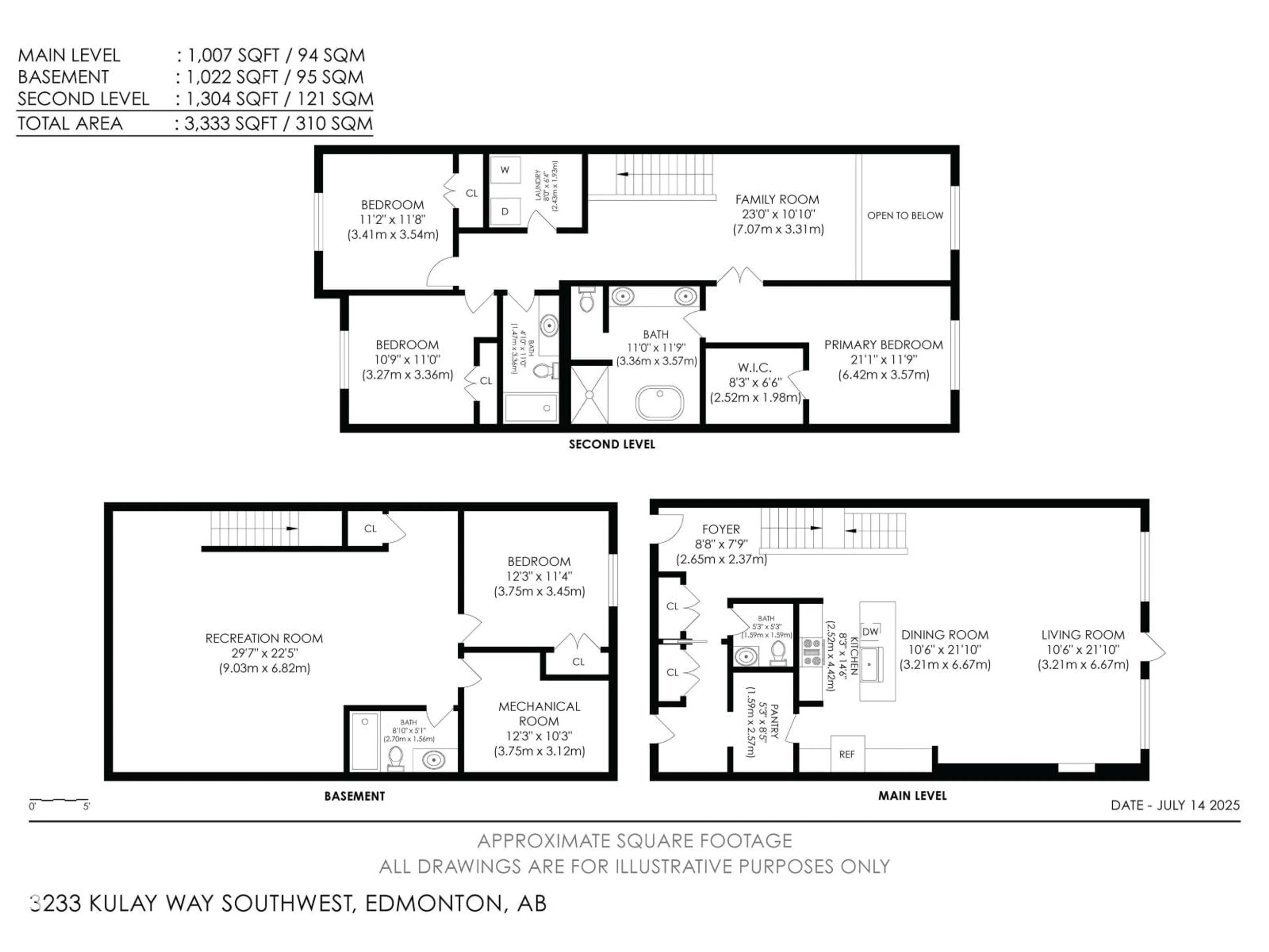 Floor plan for 3233 KULAY WY, Edmonton Alberta T6W5B5