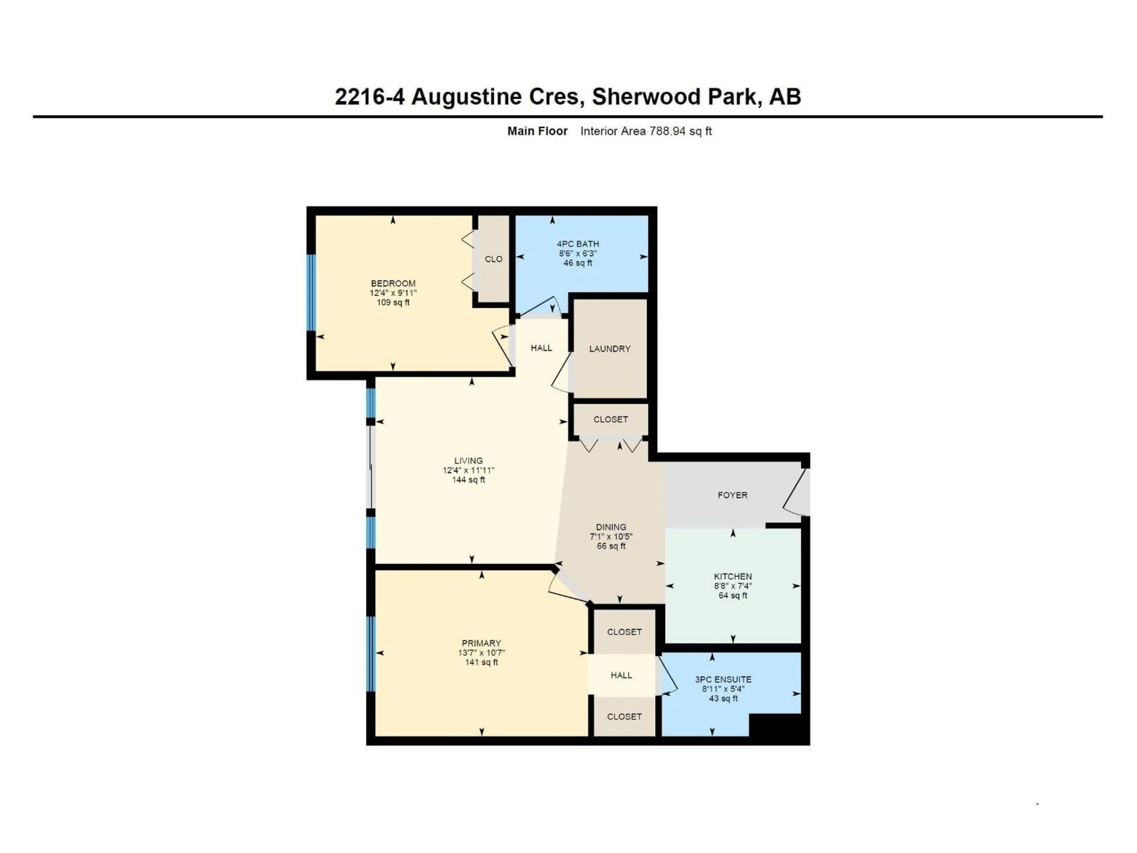 Floor plan for #2216 - 2216 AUGUSTINE CR, Sherwood Park Alberta T8H0X8