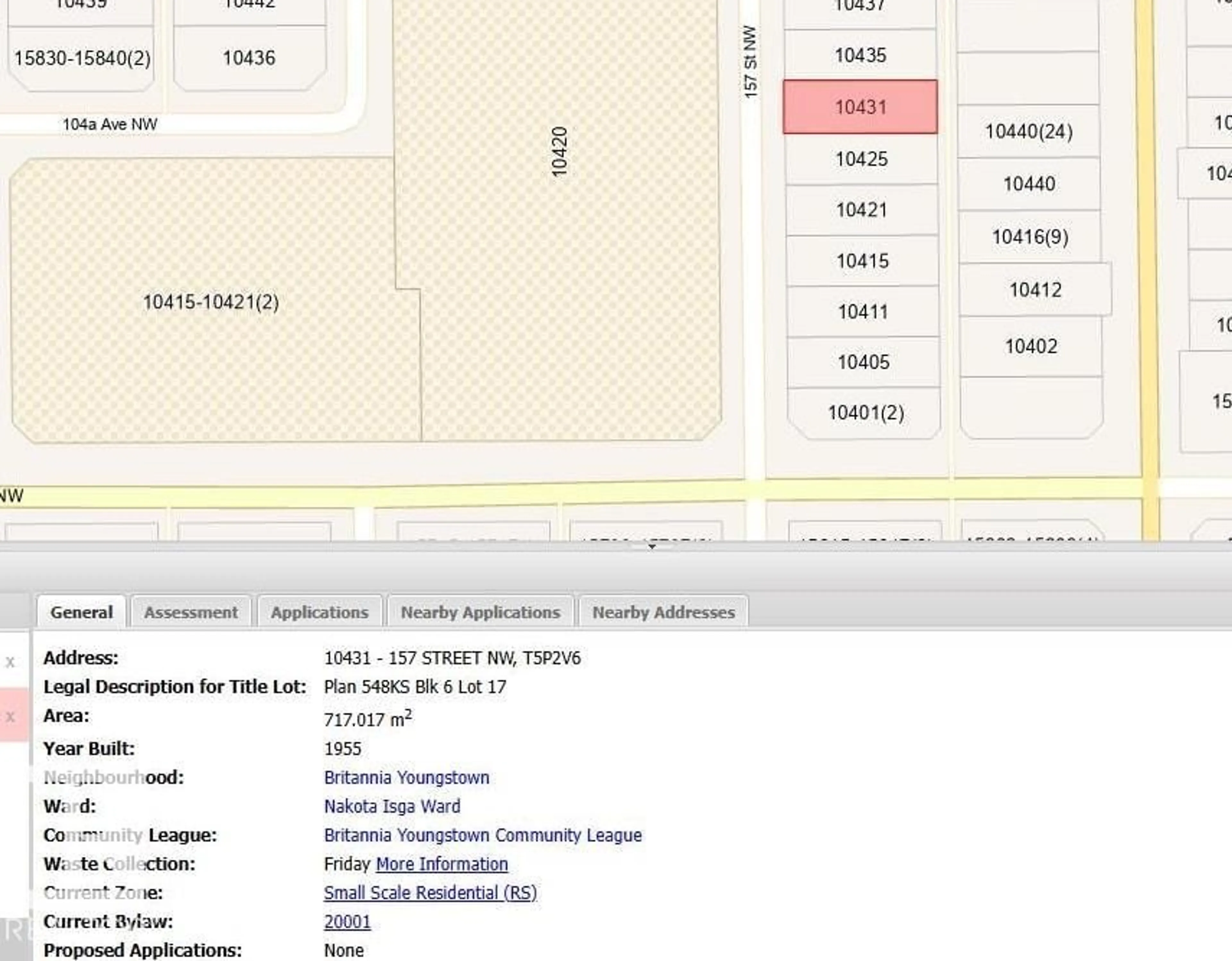 Picture of a map for NW - 10431 157 ST, Edmonton Alberta T5P2V6