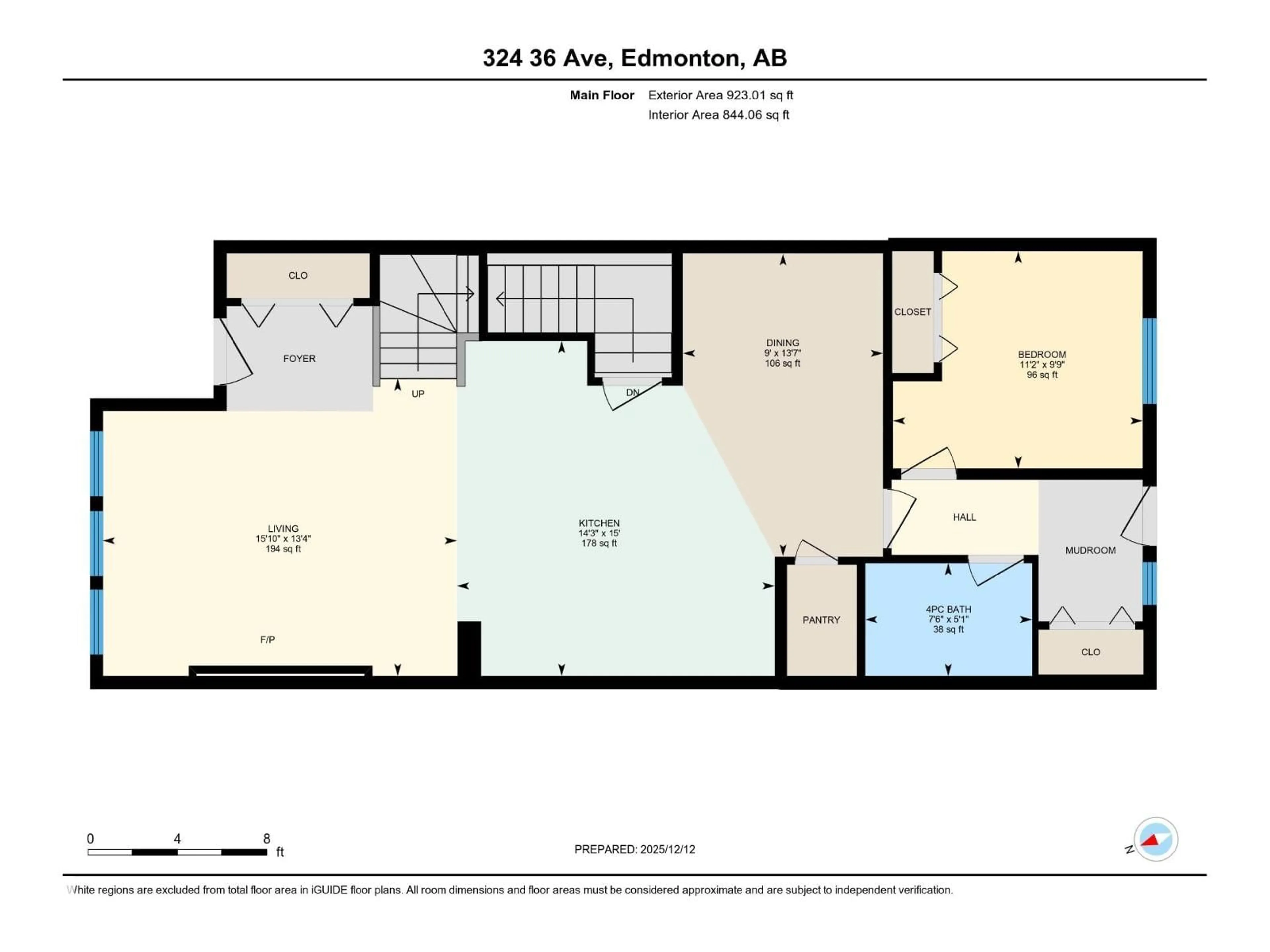 Floor plan for 324 36 AV, Edmonton Alberta T6T2P9