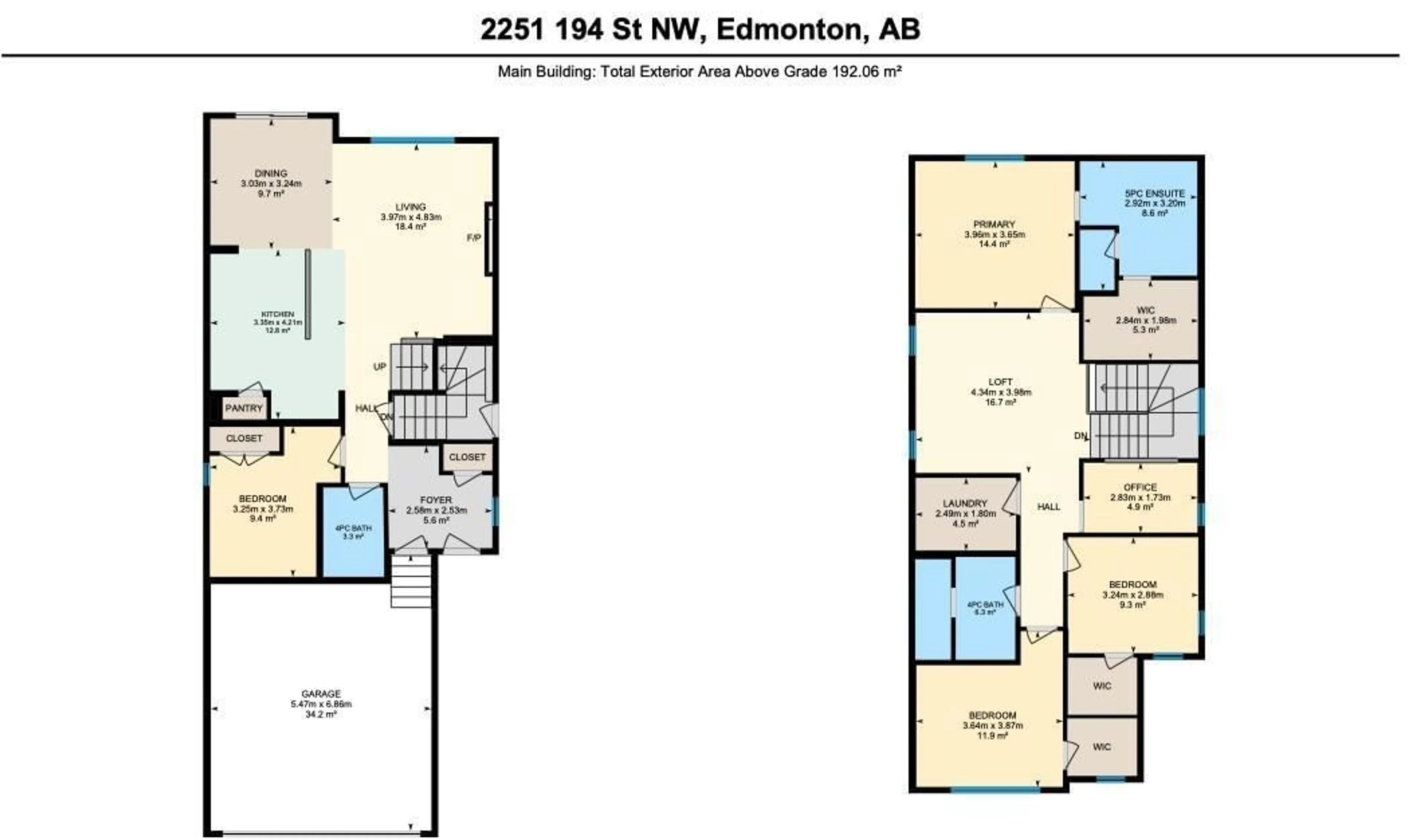Floor plan for 2251 194 ST, Edmonton Alberta T6M3B7