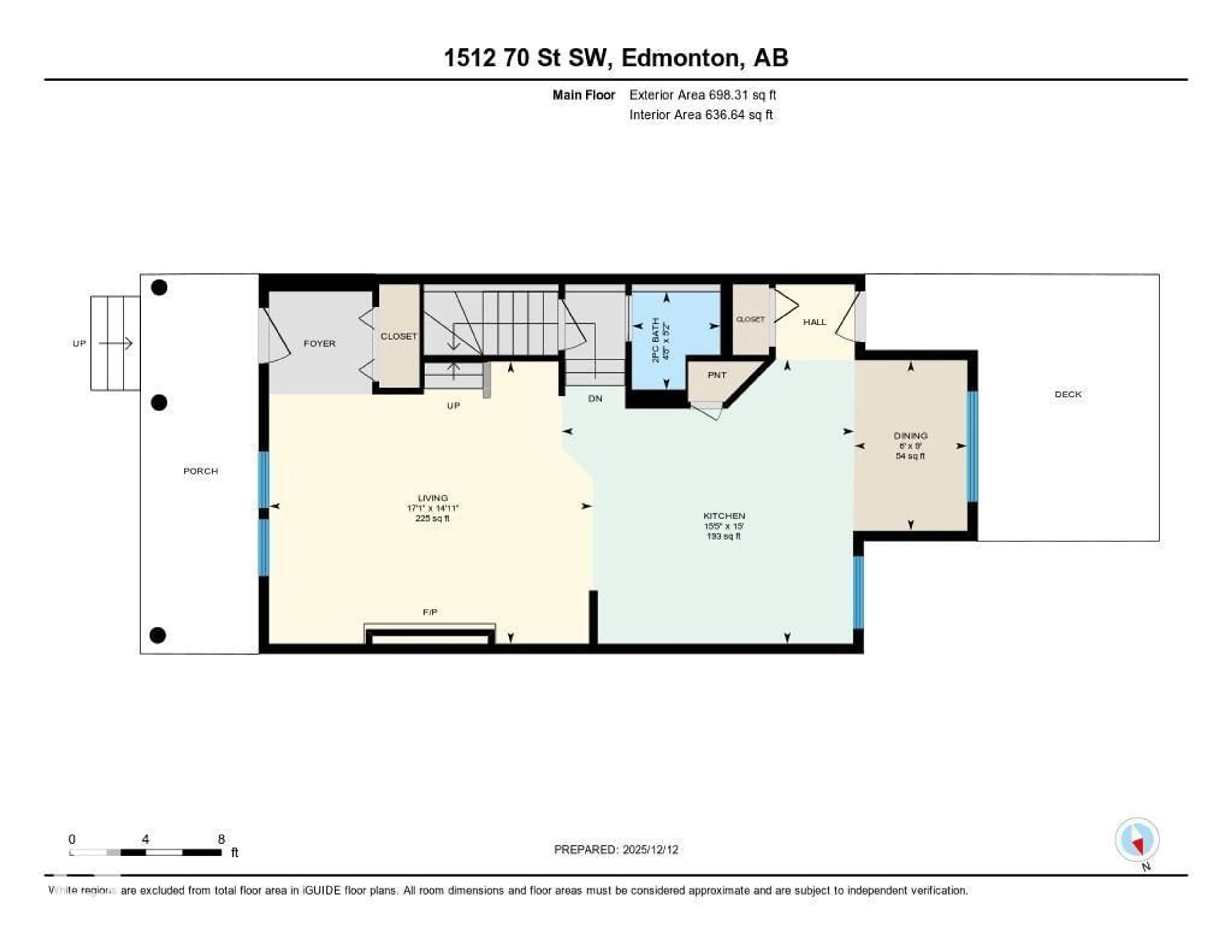 Floor plan for SW - 1512 70 ST, Edmonton Alberta T6X0H3