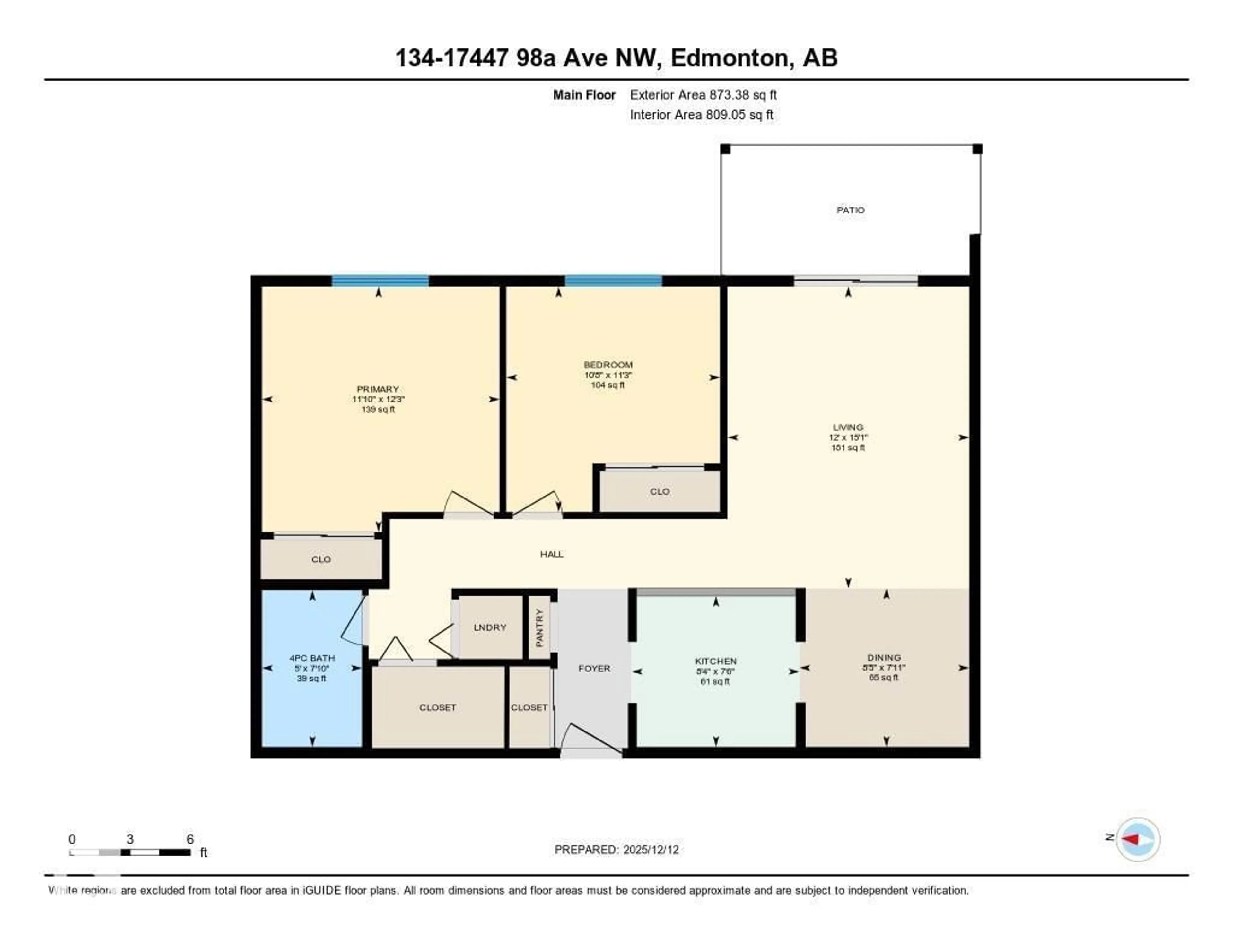 Floor plan for 134 17447 98A AV NW, Edmonton Alberta T5T6M4