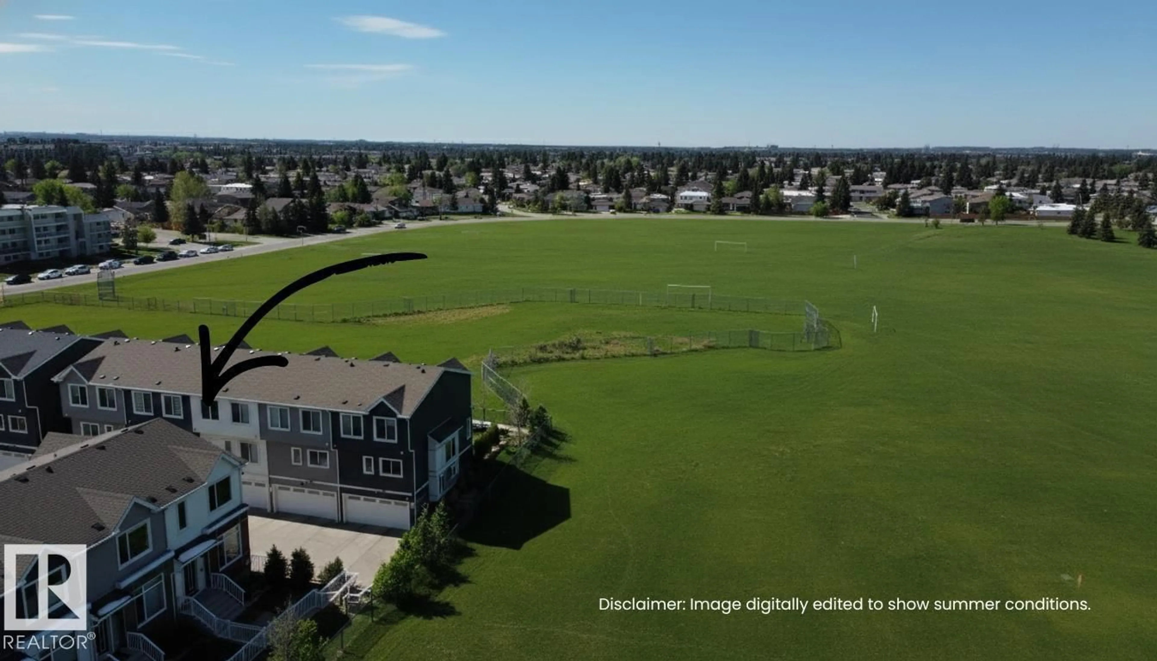 A pic from outside/outdoor area/front of a property/back of a property/a pic from drone, mountain view for 23 215 SADDLEBACK RD, Edmonton Alberta T6J5T6
